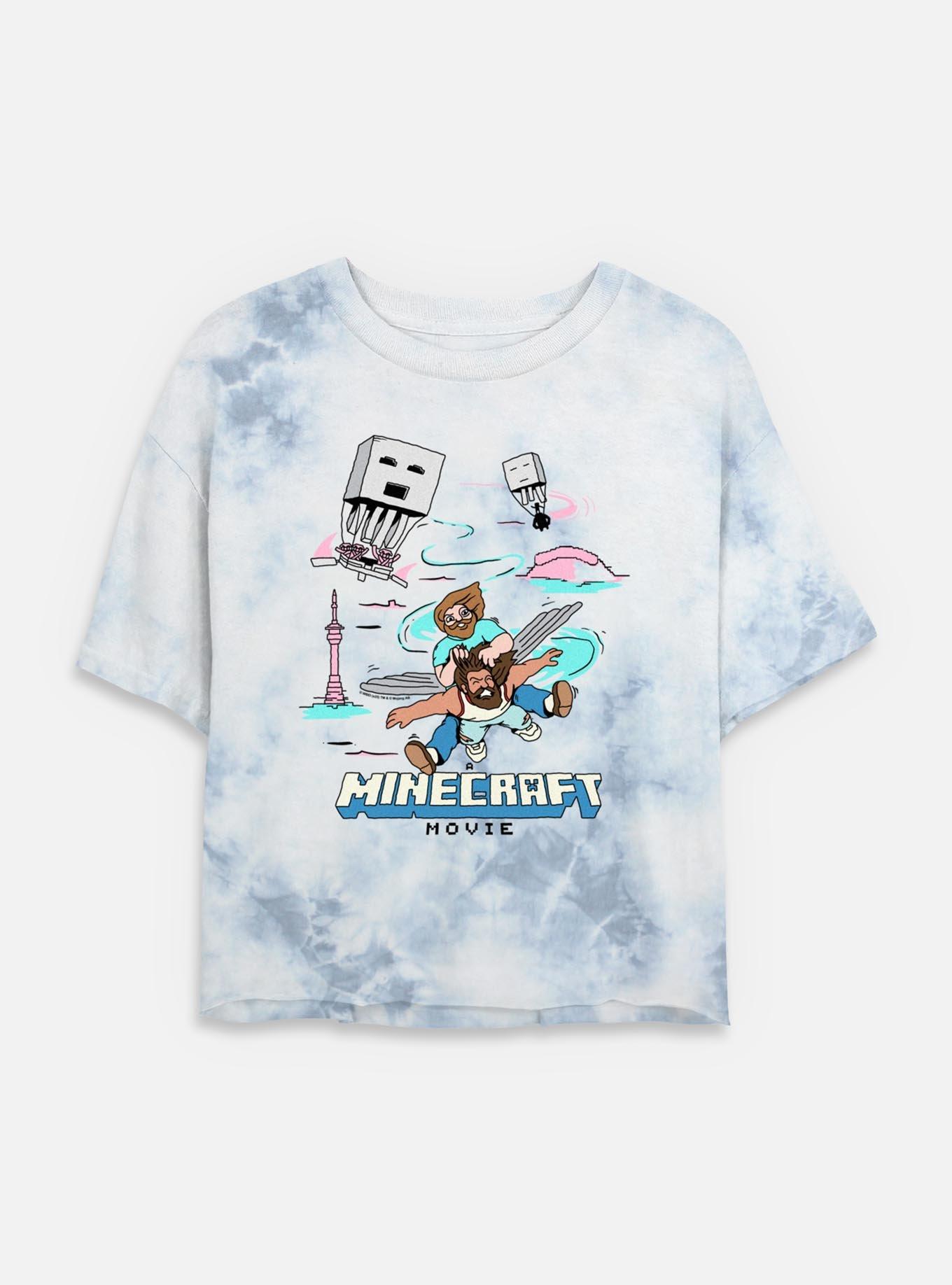 A Minecraft Movie We Gotta Go Faster Womens Tie-Dye Crop T-Shirt, WHITEBLUE, hi-res