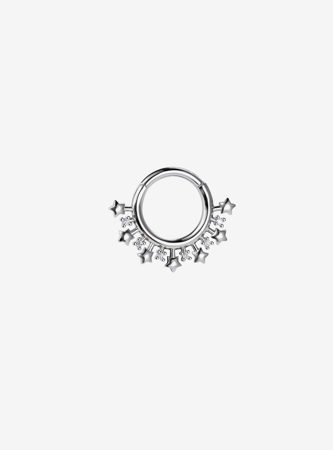 Steel Silver Celestial Stars Hinged Clicker, , hi-res