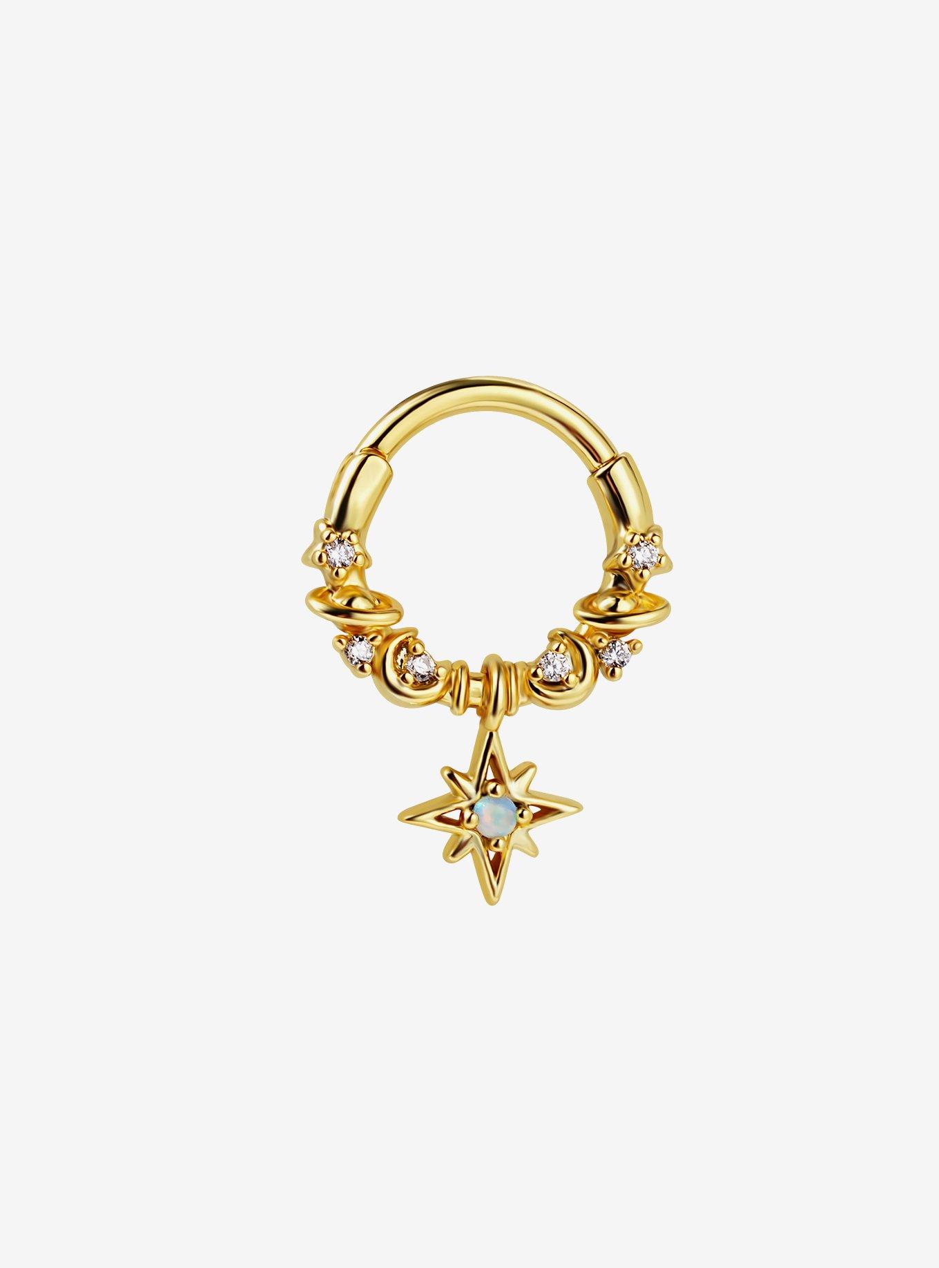 Steel Gold Star Celestial Gem Hinged Clicker, , hi-res