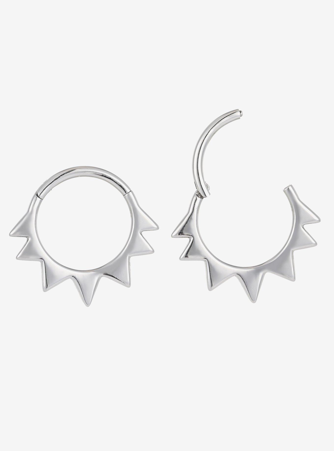 16G Steel Silver Triangle Spike Hinged Clicker, , hi-res