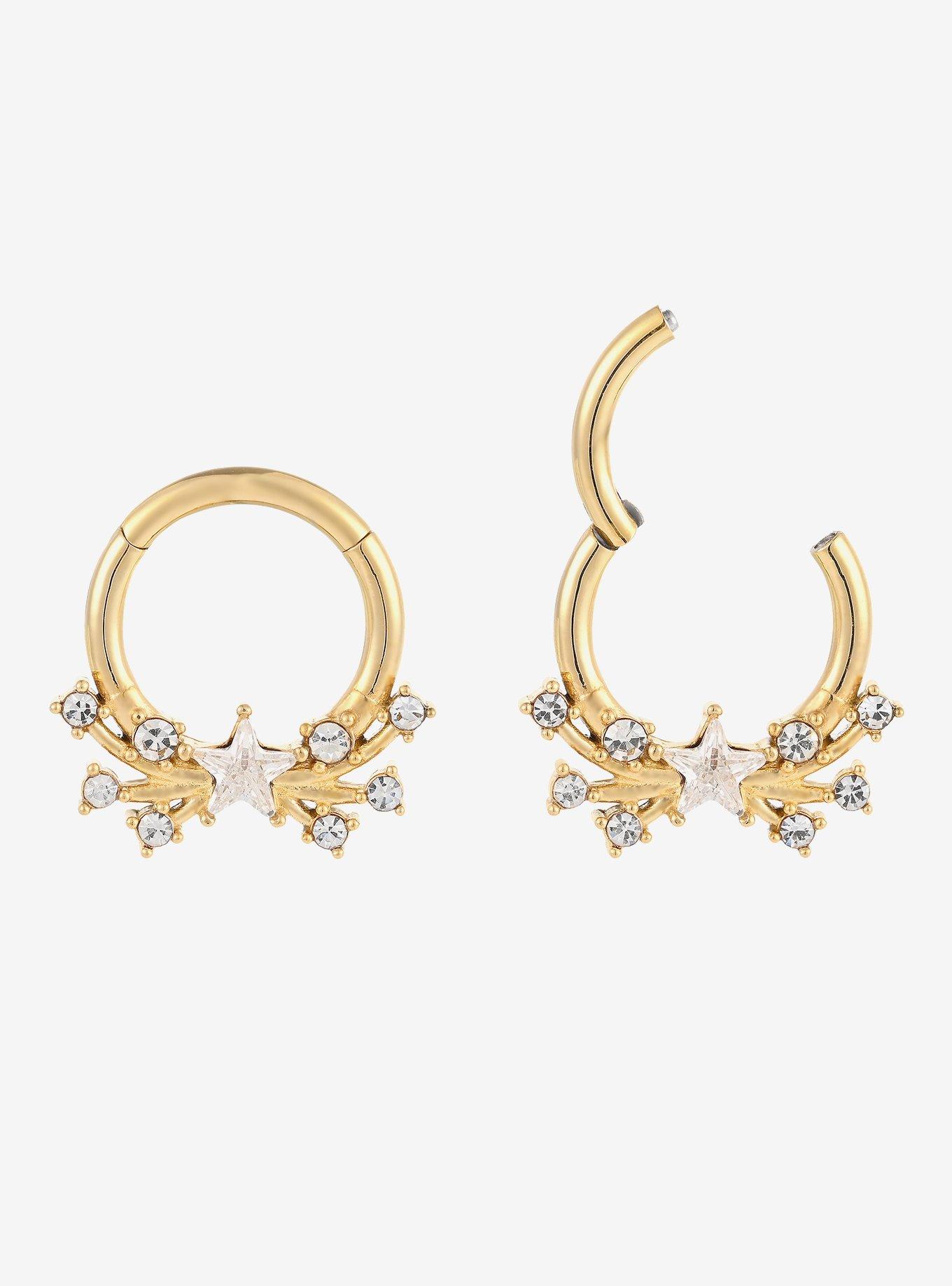 16G Steel Gold Shooting Star Hinged Clicker, MULTI, hi-res