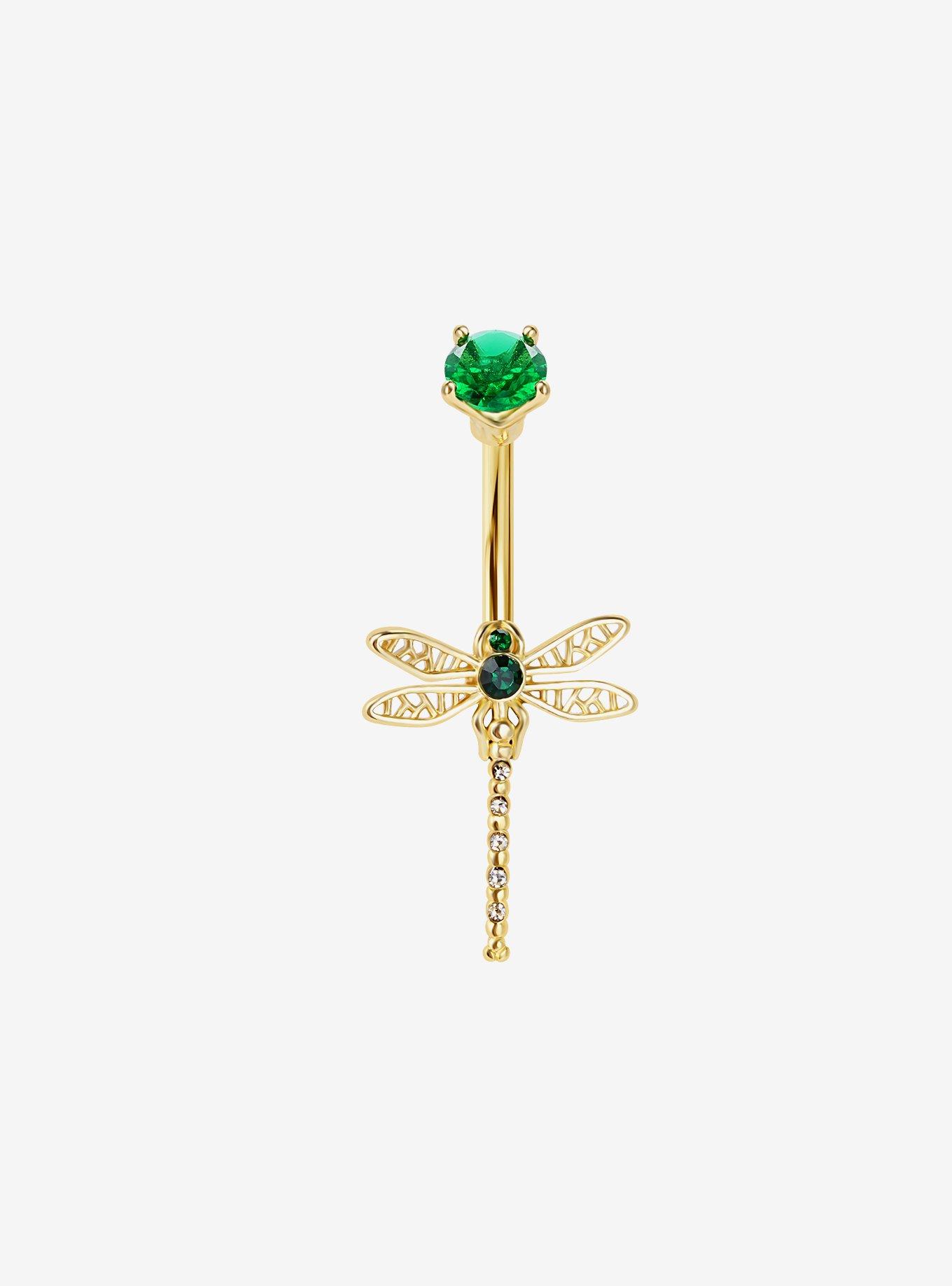 14G Steel Dragonfly Navel Barbell, , hi-res
