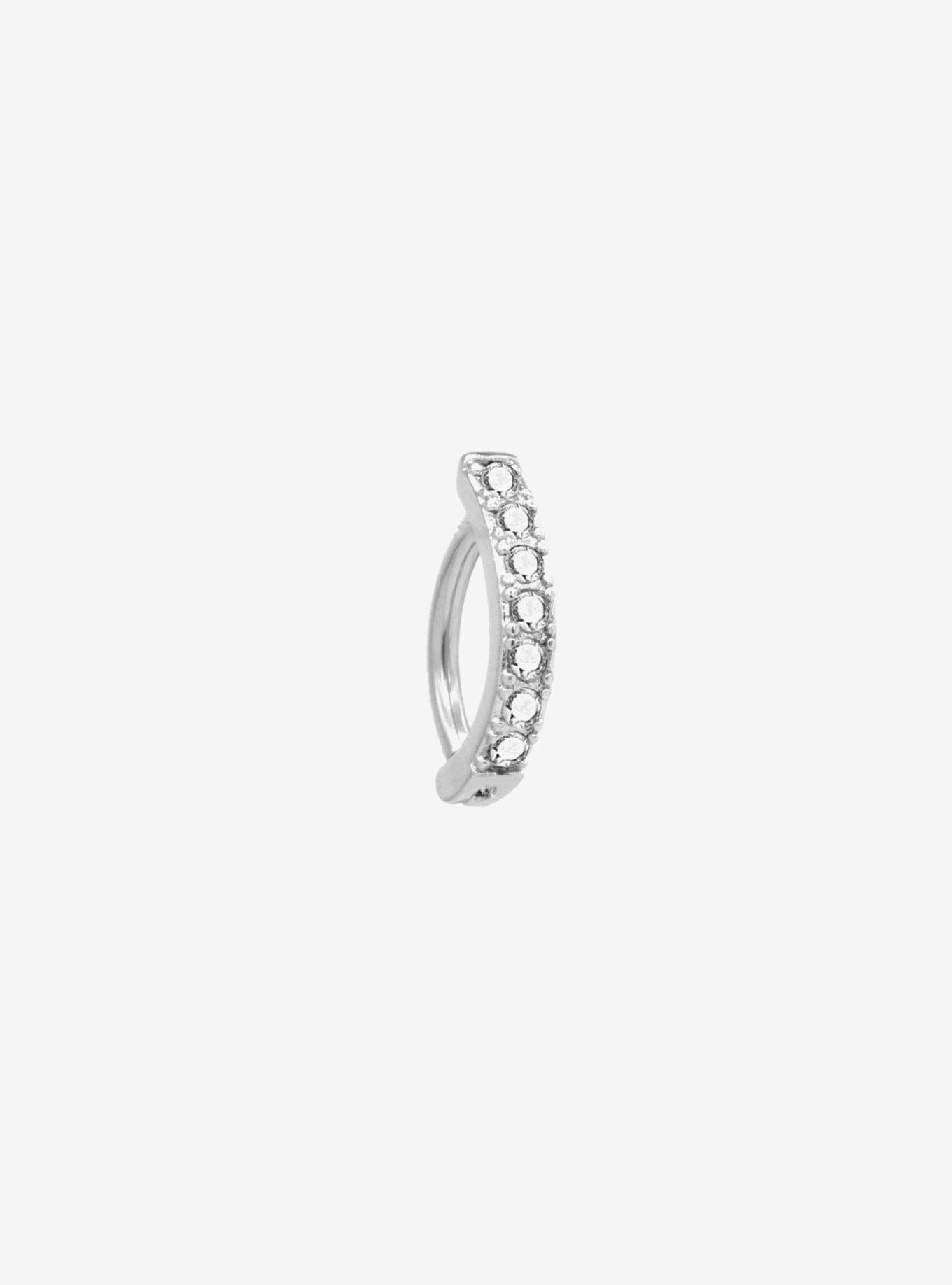 Steel Silver CZ Gem Row Hinged Clicker, , hi-res
