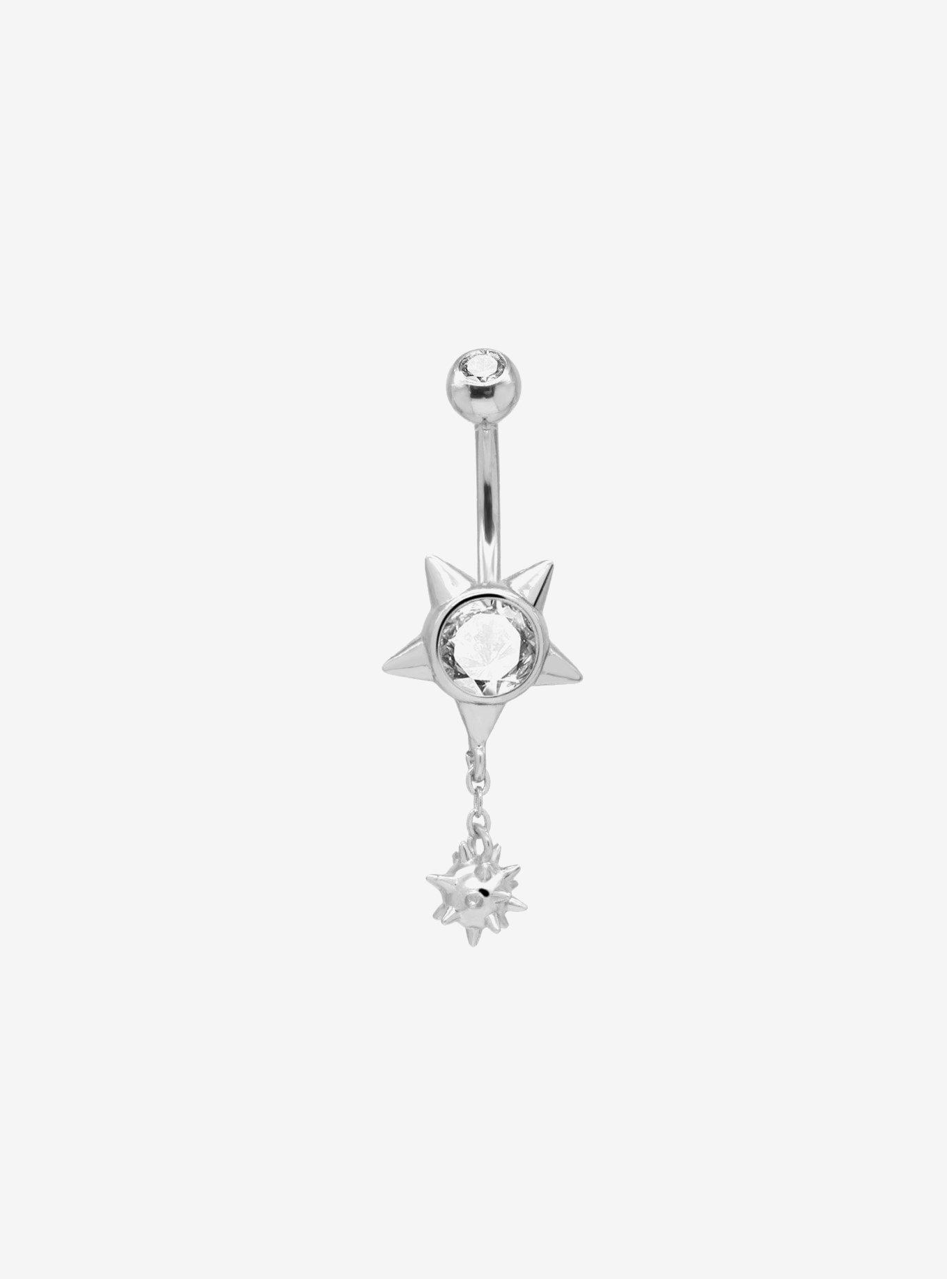 14G Steel Spike Ball Navel Barbell, , hi-res