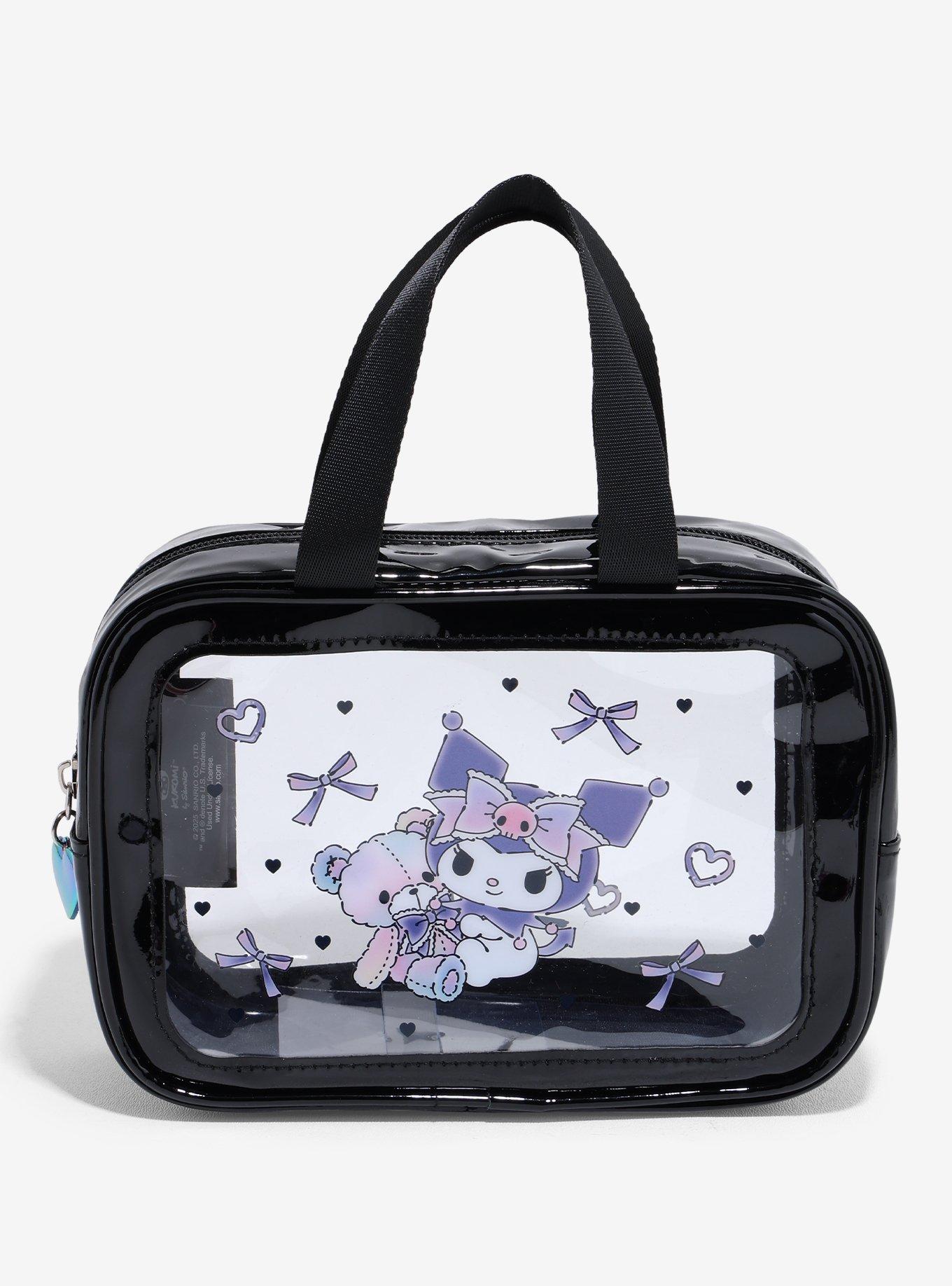 Kuromi Teddy Bear Ribbons Clear Makeup Bag, , hi-res