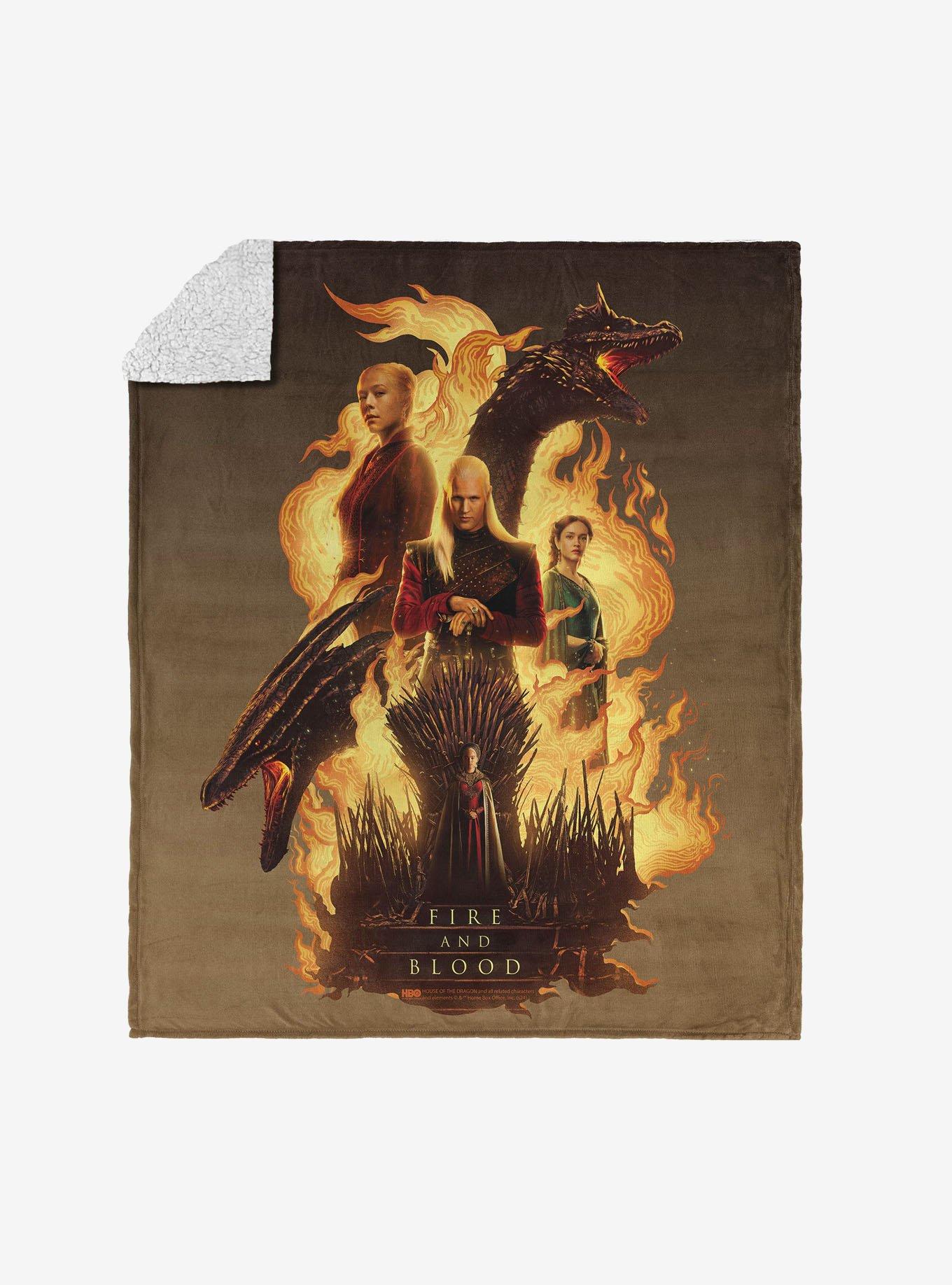 House of the Dragon Fire and Blood Reigns Silk Touch Sherpa Throw Blanket, , hi-res