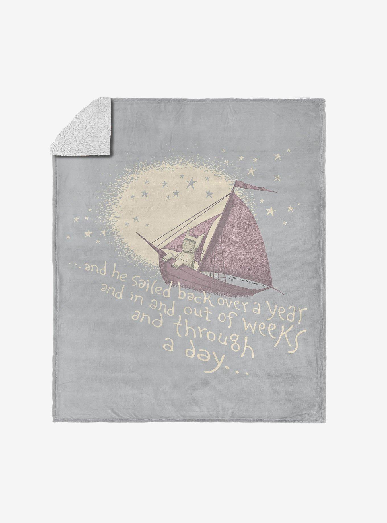 Where The Wild Things Are He Sailed Silk Touch Sherpa Throw Blanket, , hi-res