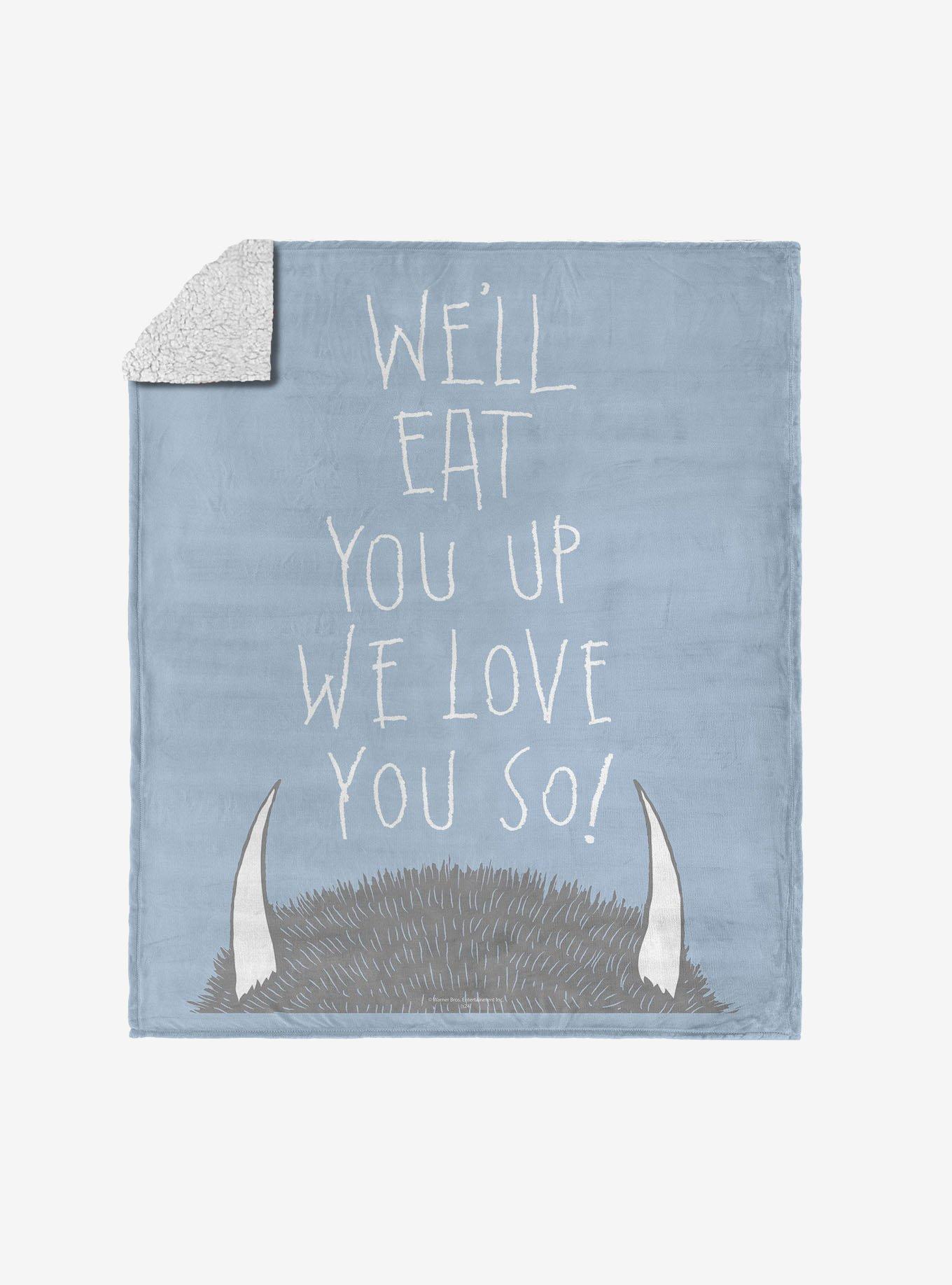 Where The Wild Things Are Love You So Silk Touch Sherpa Throw Blanket, , hi-res
