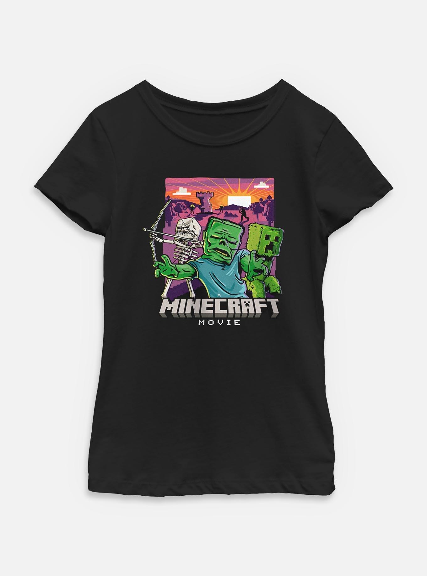 A Minecraft Movie Classic Monsters Youth Girls T-Shirt, BLACK, hi-res