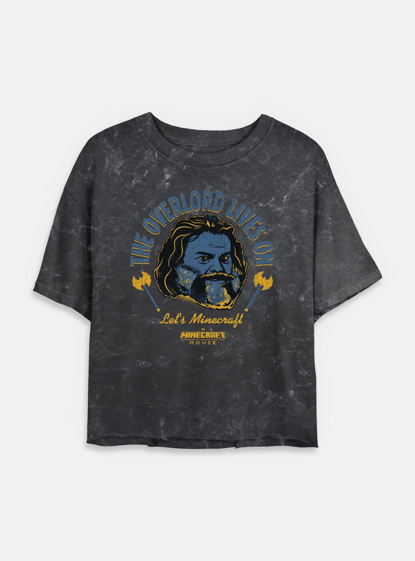 A Minecraft Movie The Overlord Lives On Womens Mineral Wash Crop T-Shirt,All Products : American Fashion Style Bags On Sale