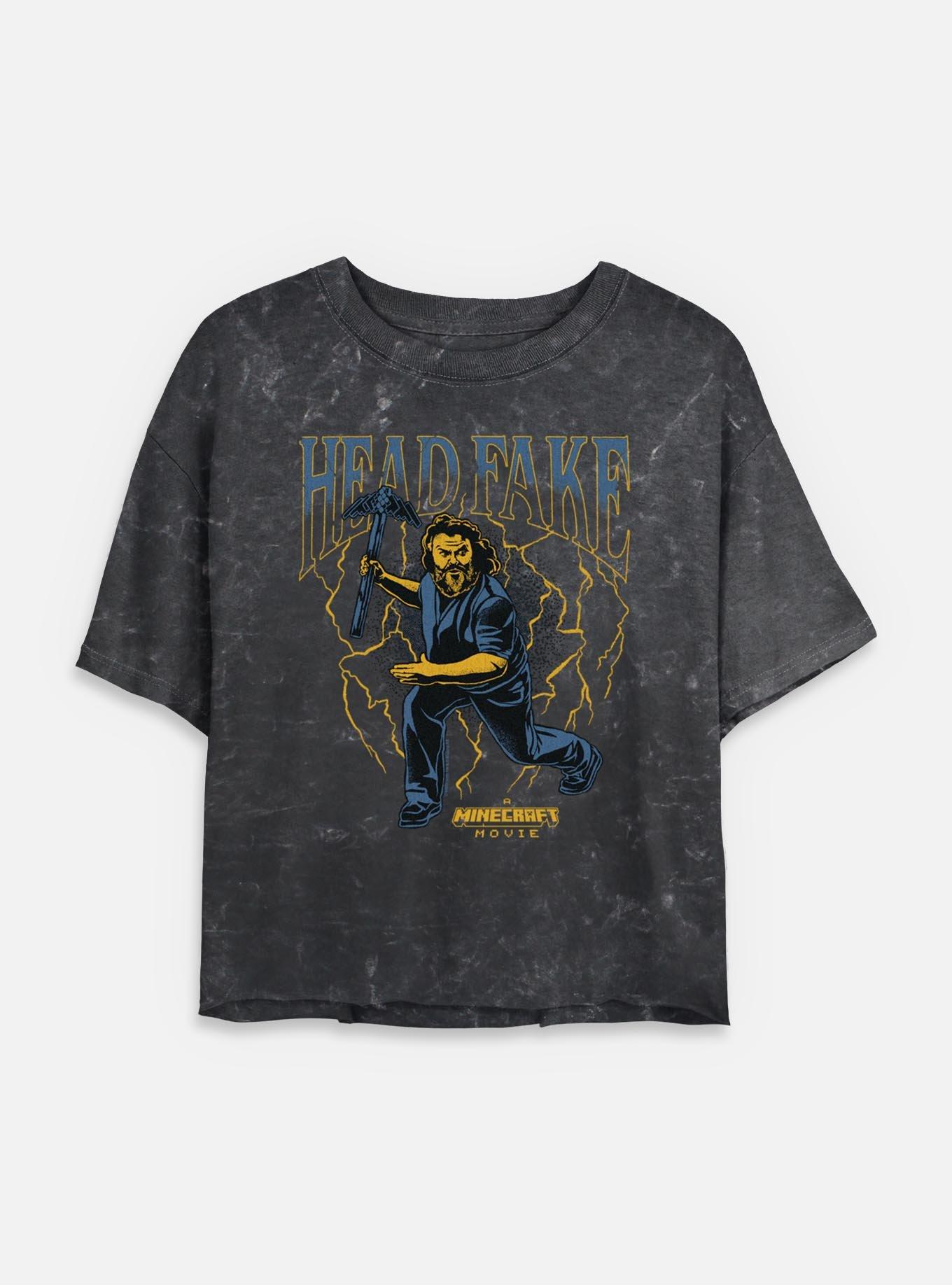 A Minecraft Movie Head Fake Womens Mineral Wash Crop T-Shirt,All Products : American Fashion Style Bags On Sale