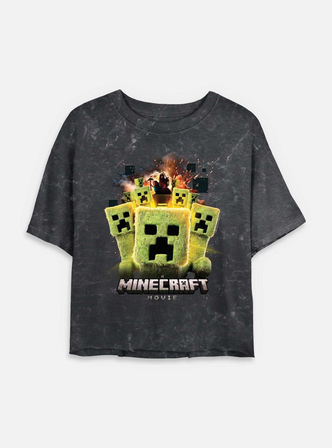 A Minecraft Movie Group Of Creeps Womens Mineral Wash Crop T-Shirt,All Products : American Fashion Style Bags On Sale