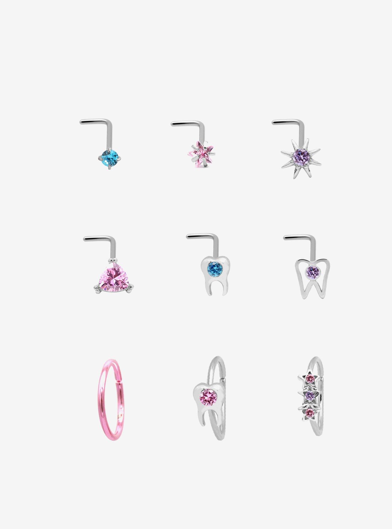 Steel Tooth Star Nose Stud & Hoop 9 Pack, , hi-res