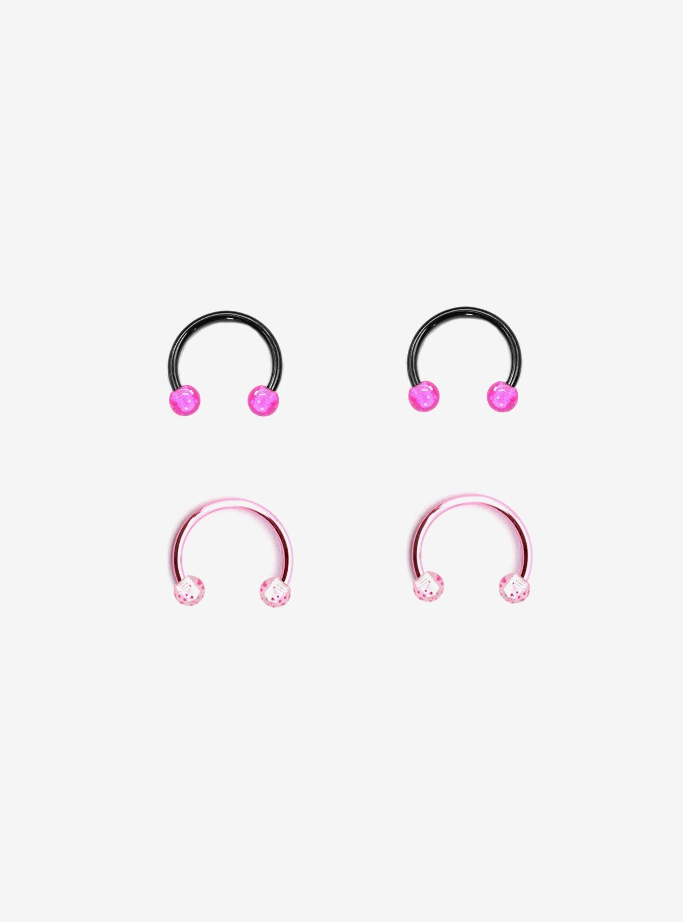 Steel Pink & Black Glitter Circular Barbell 4 Pack, , hi-res