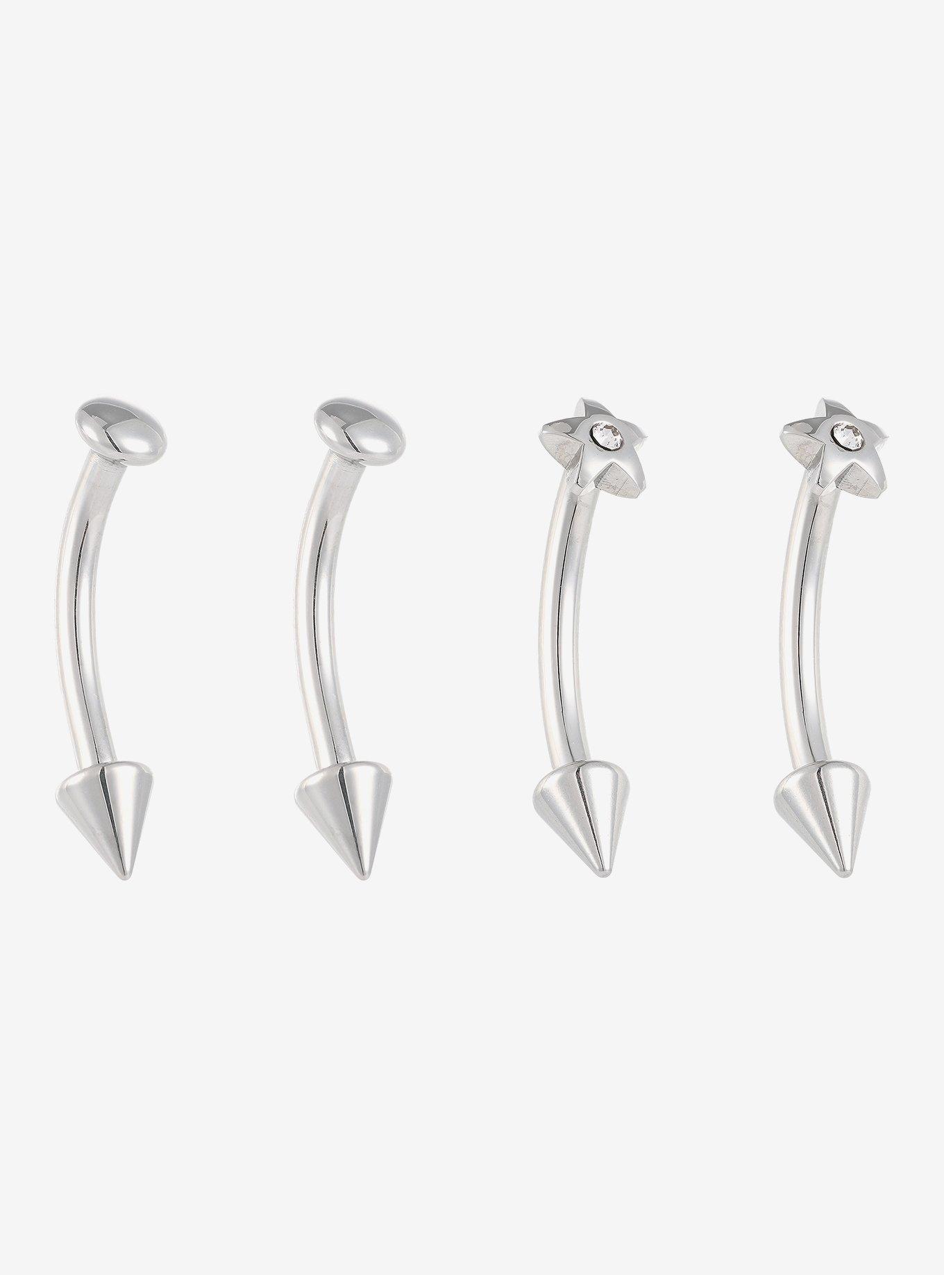 16G Steel Circle Star Spike Labret Barbell 4 Pack, , hi-res