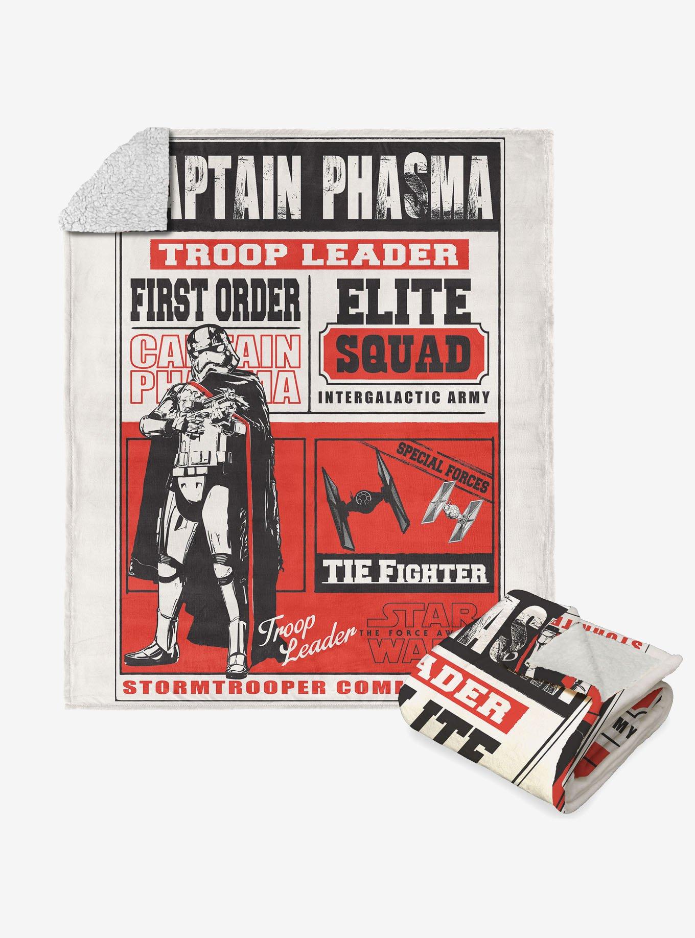 Star Wars Episode 8 Vintage Signage Phasma Silk Touch Sherpa Throw Blanket, , hi-res