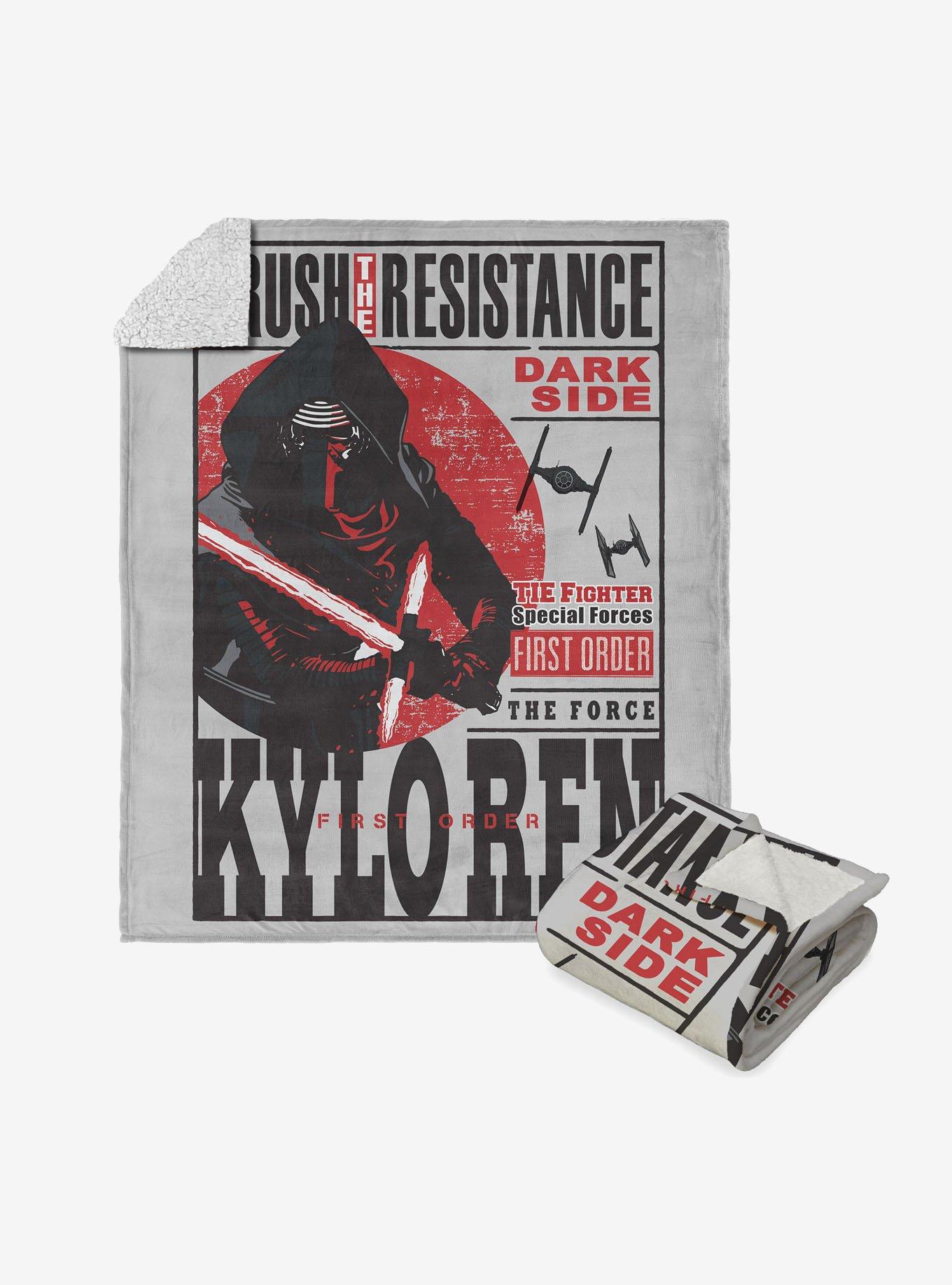 Star Wars Episode 8 Vintage Signage Kylo Ren Force Silk Touch Sherpa Throw Blanket, , hi-res