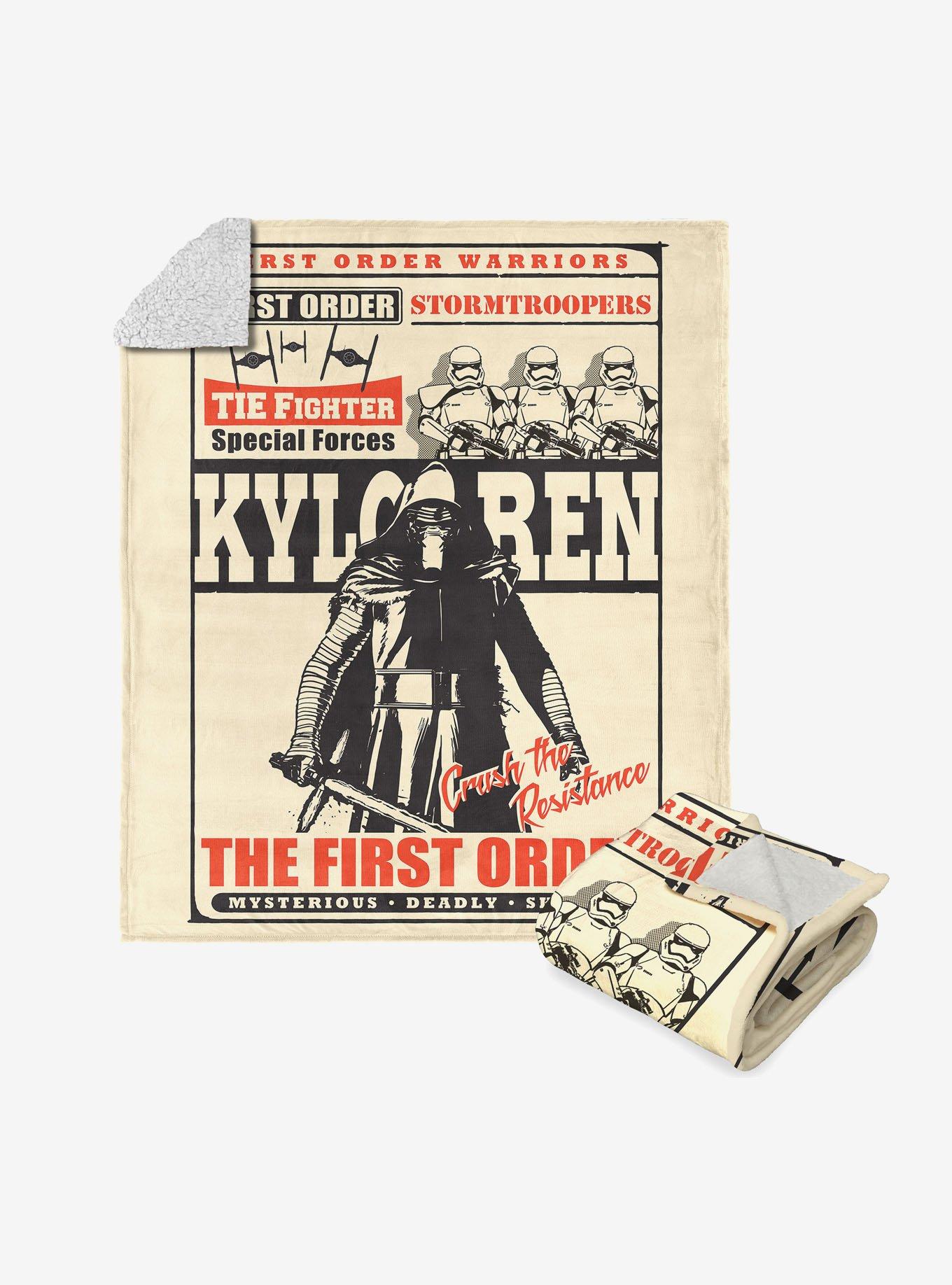 Star Wars Episode 8 Vintage Signage Kylo Ren Crush Silk Touch Sherpa Throw Blanket, , hi-res