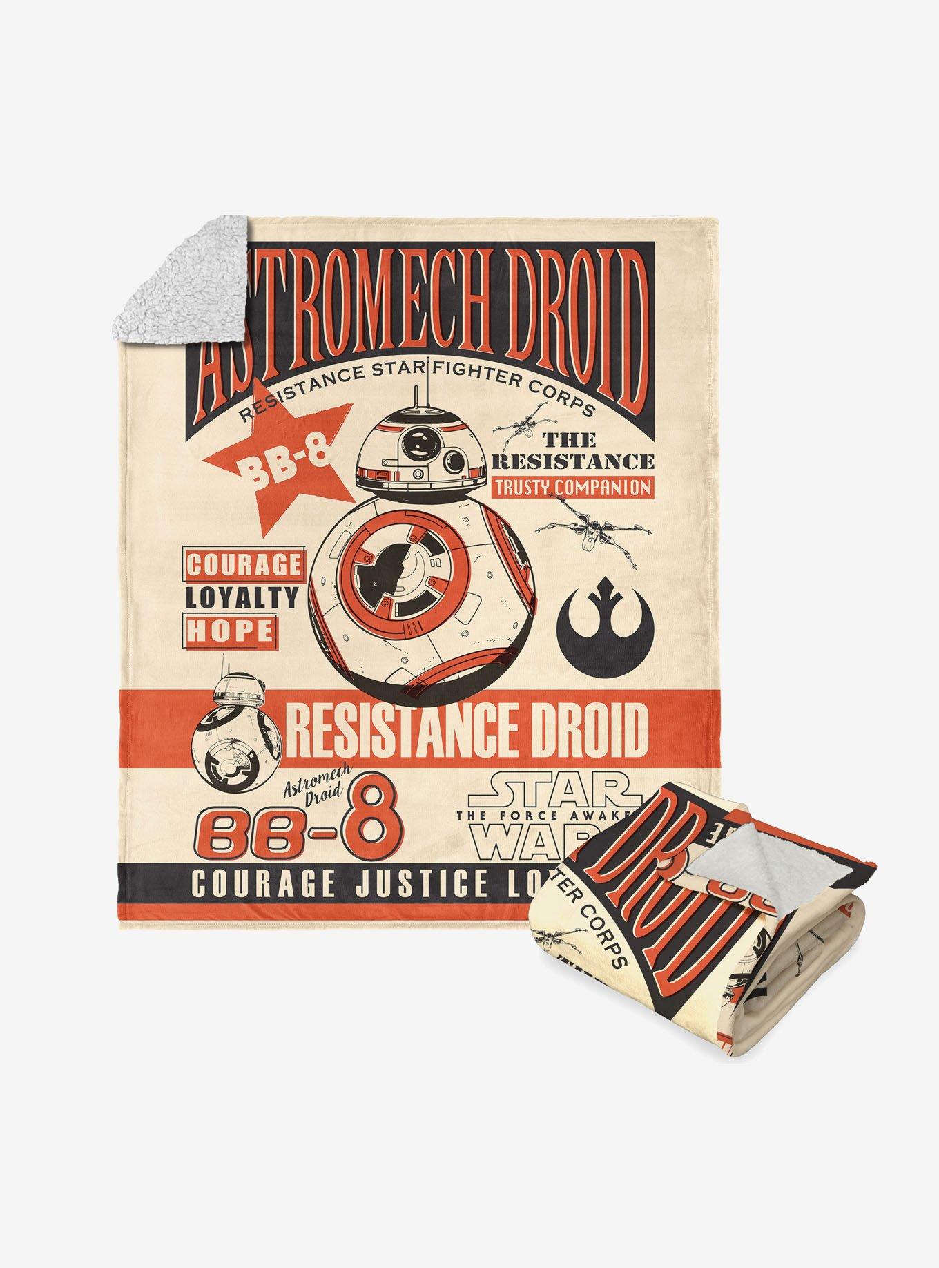 Star Wars Episode 8 Vintage Signage BB-8 Silk Touch Sherpa Throw Blanket, , hi-res