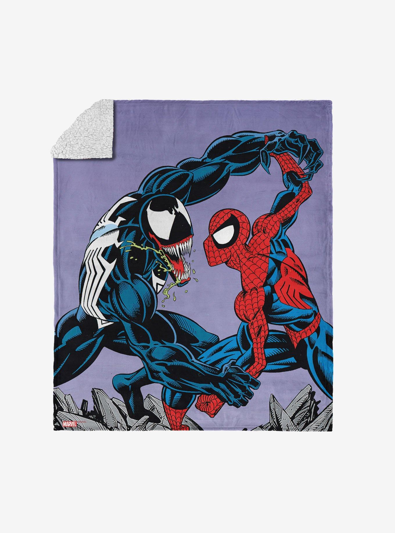 Marvel Spider-Man Peter Venom Spidey Fight Silk Touch Sherpa Throw Blanket, , hi-res