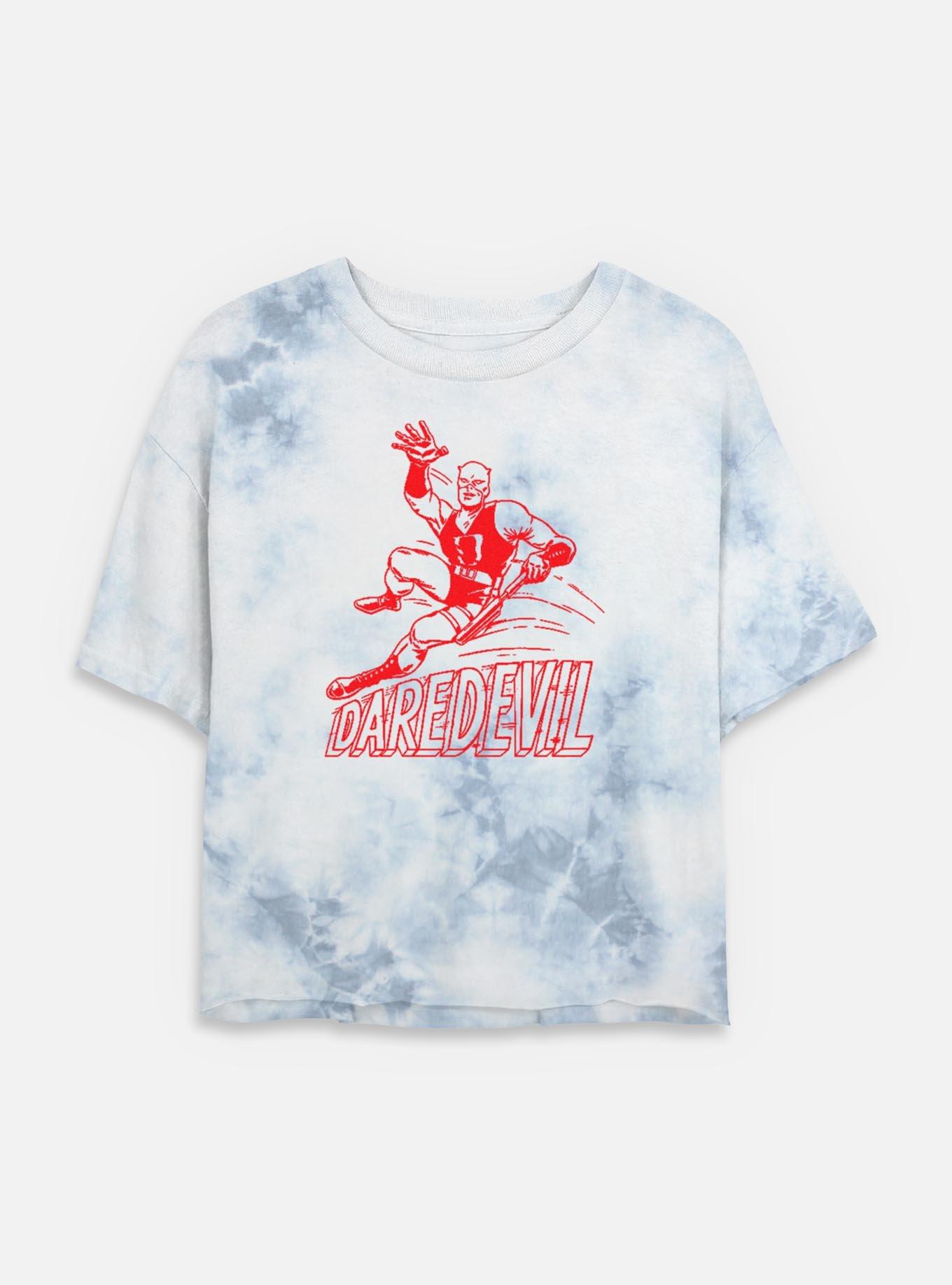 Marvel Daredevil Speedy Devil Womens Tie-Dye Crop T-Shirt, WHITEBLUE, hi-res