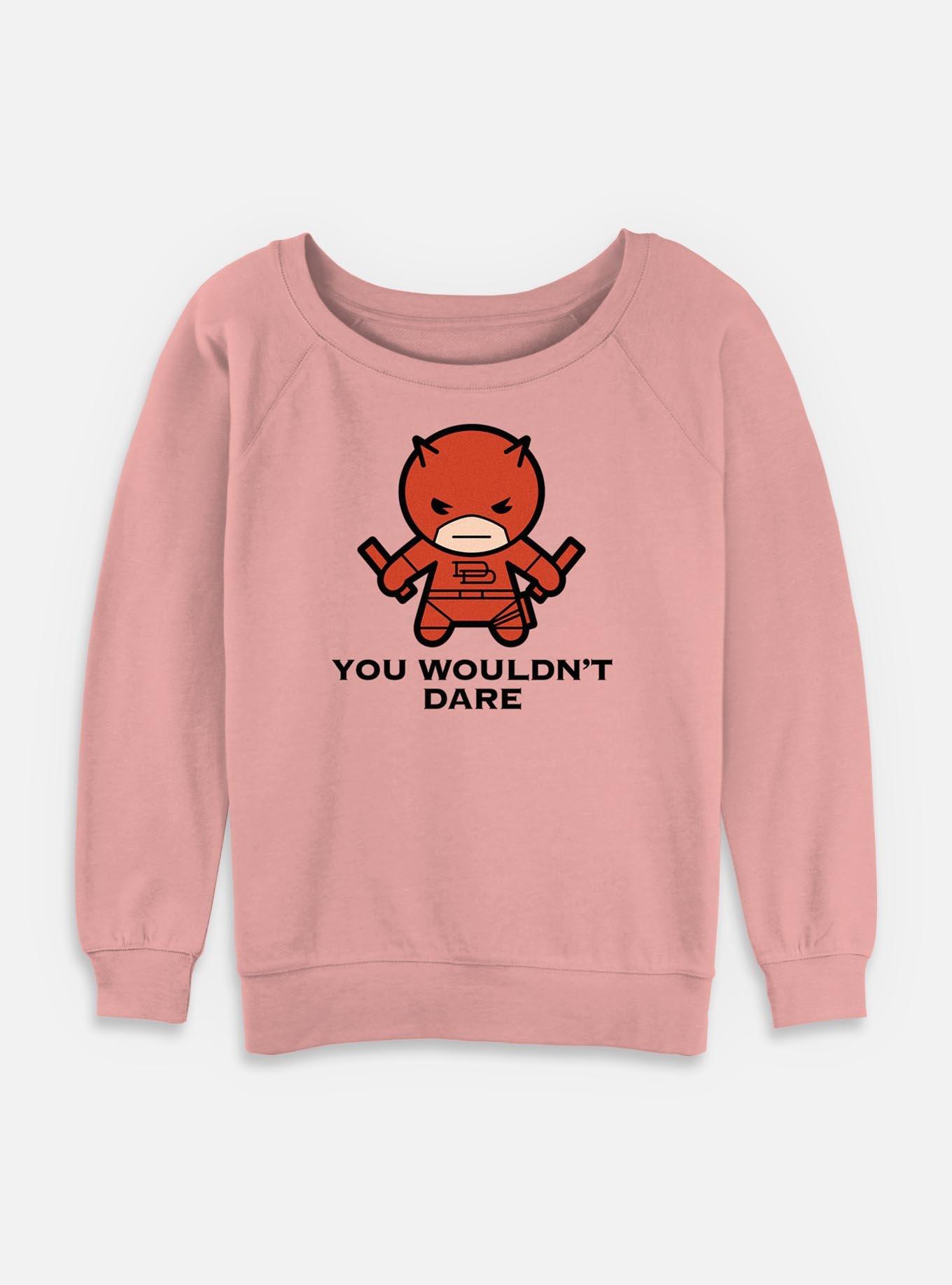 Marvel Daredevil Don't Dare Womens Slouchy Sweatshirt, DESERTPNK, hi-res