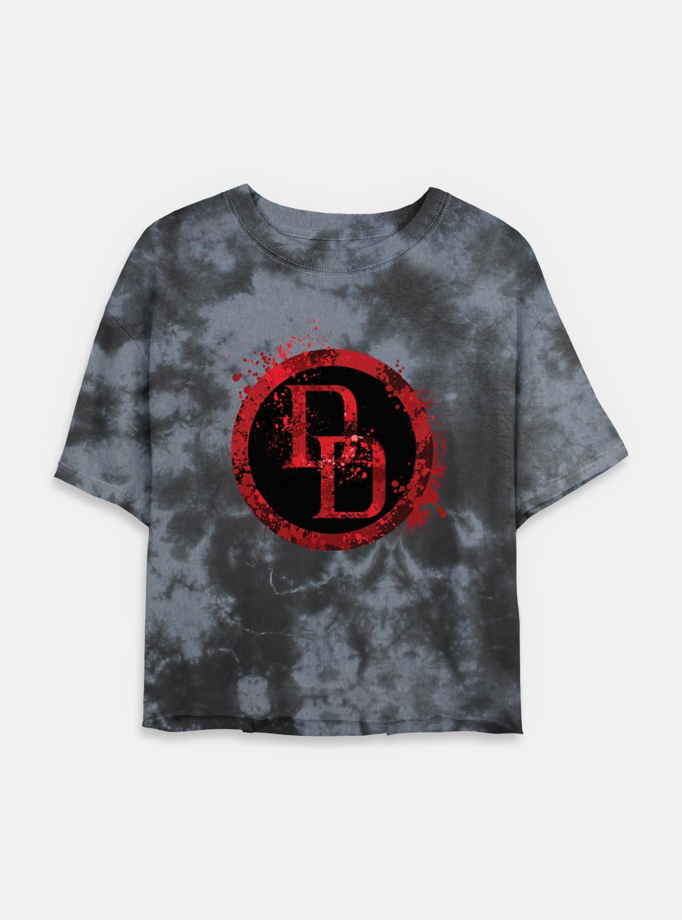 Marvel Daredevil DD Spatter Icon Womens Tie-Dye Crop T-Shirt, , hi-res