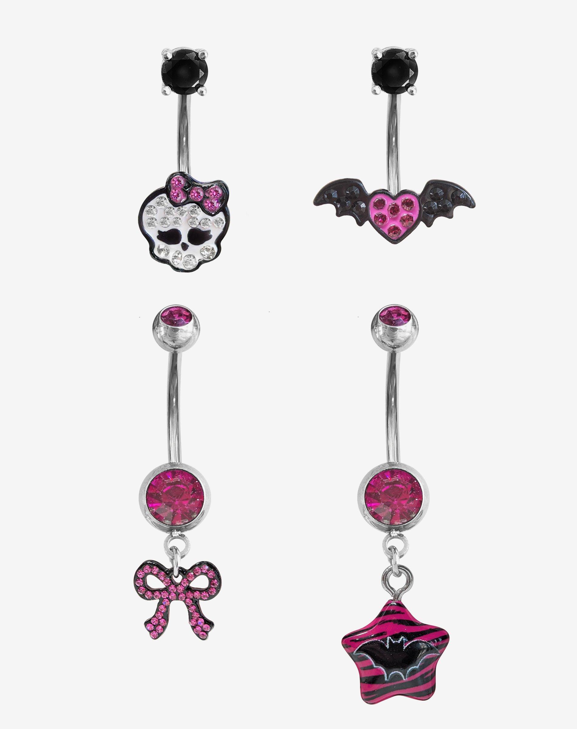 Steel Monster High 14G Draculaura Silver Navel Barbell Pack