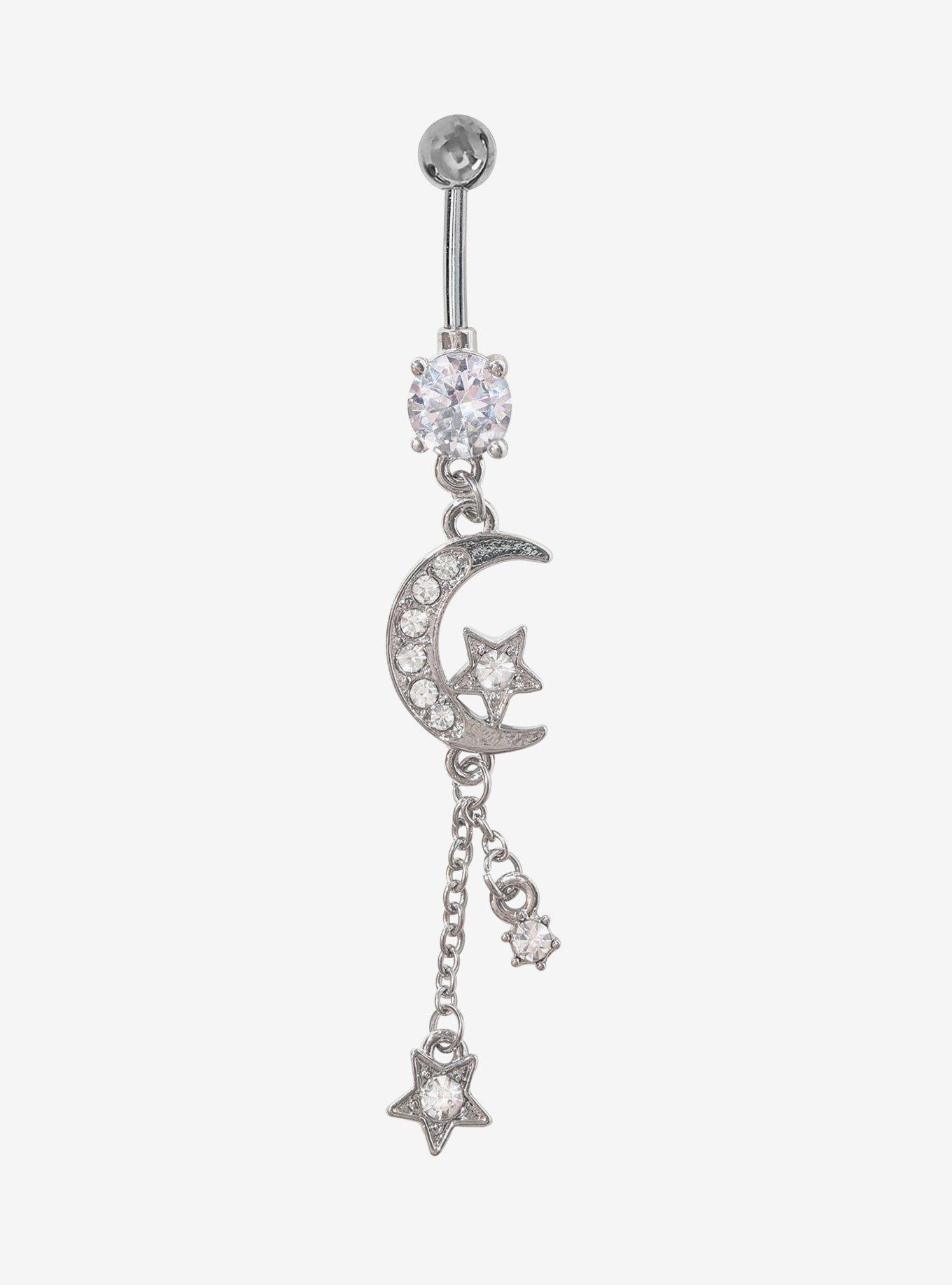 Steel Celestial Moon Star Navel Barbell, , hi-res