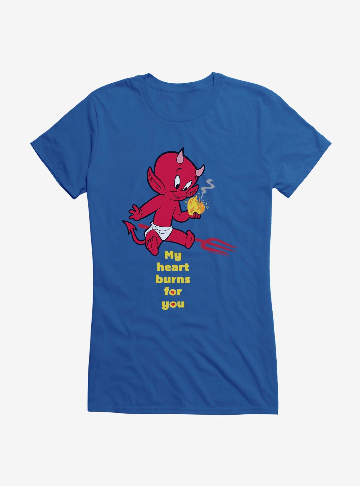 Hot Stuff My Heart Burns For You Girls T-Shirt, ROYAL, hi-res