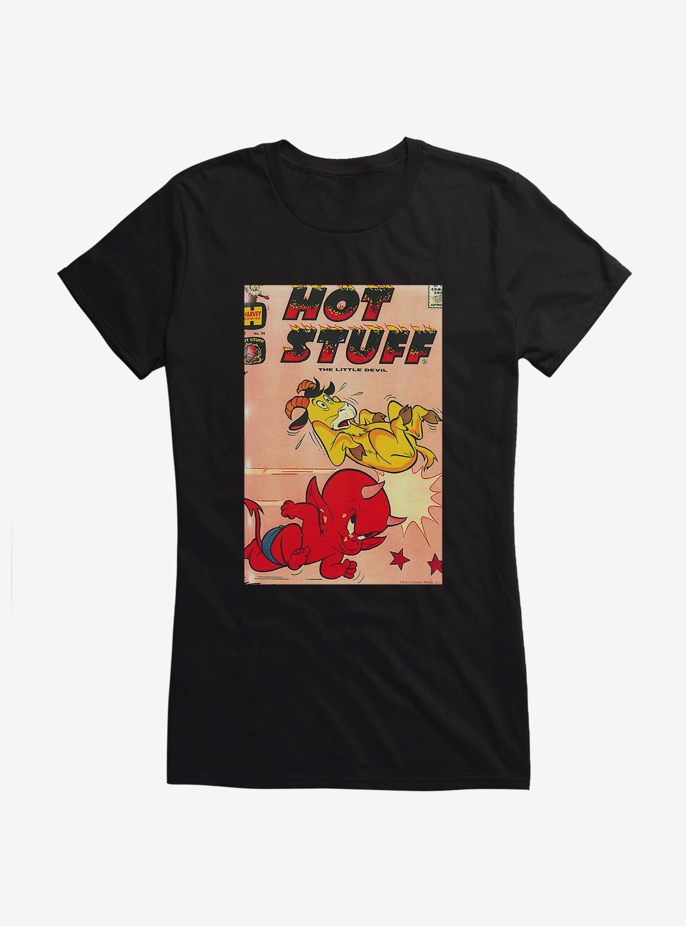 Hot Stuff The Little Devil Comic Cover Girls T-Shirt, BLACK, hi-res