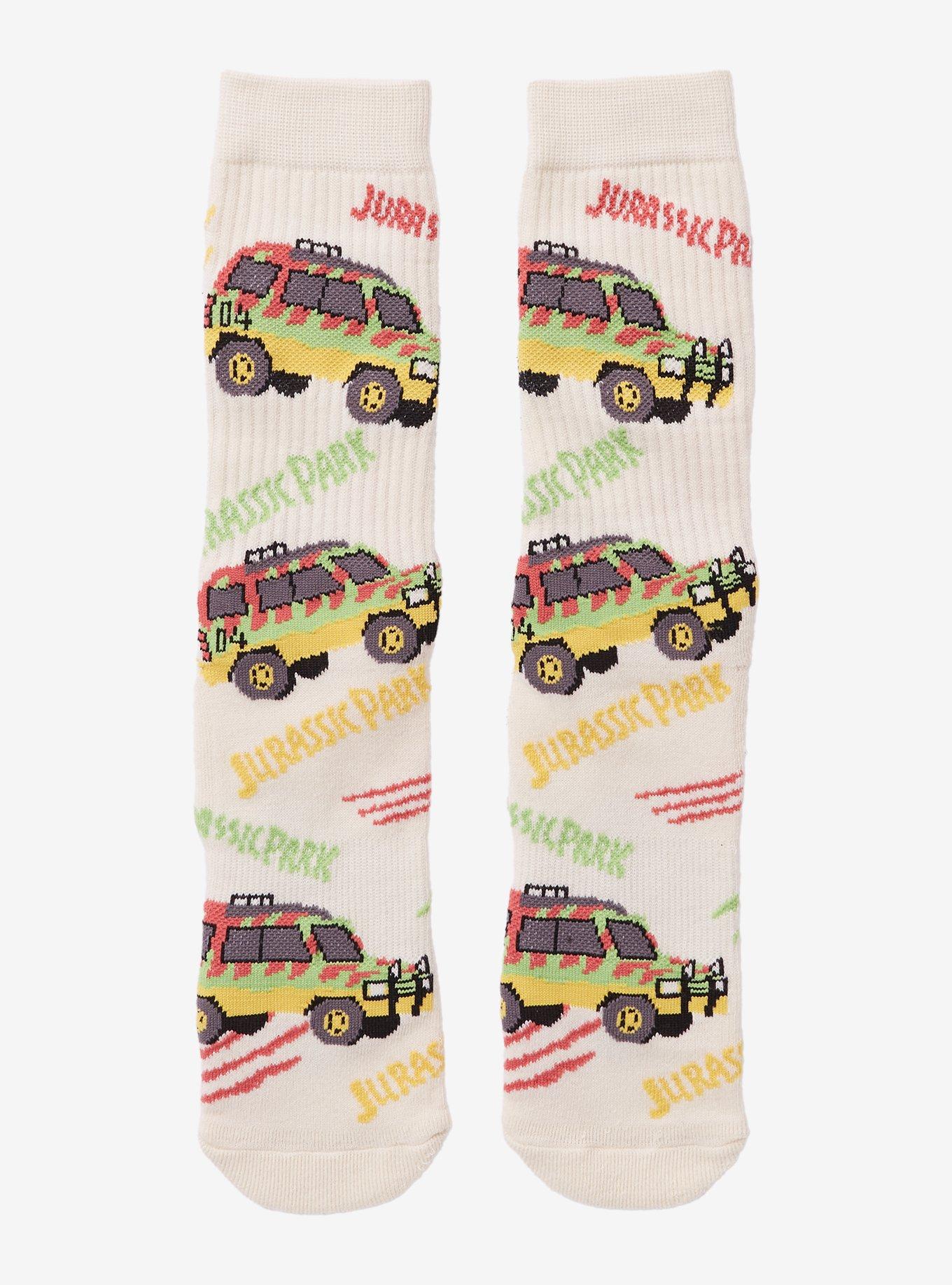 Jurassic Park Jeeps Allover Print Crew Socks - BoxLunch Exclusive, , hi-res