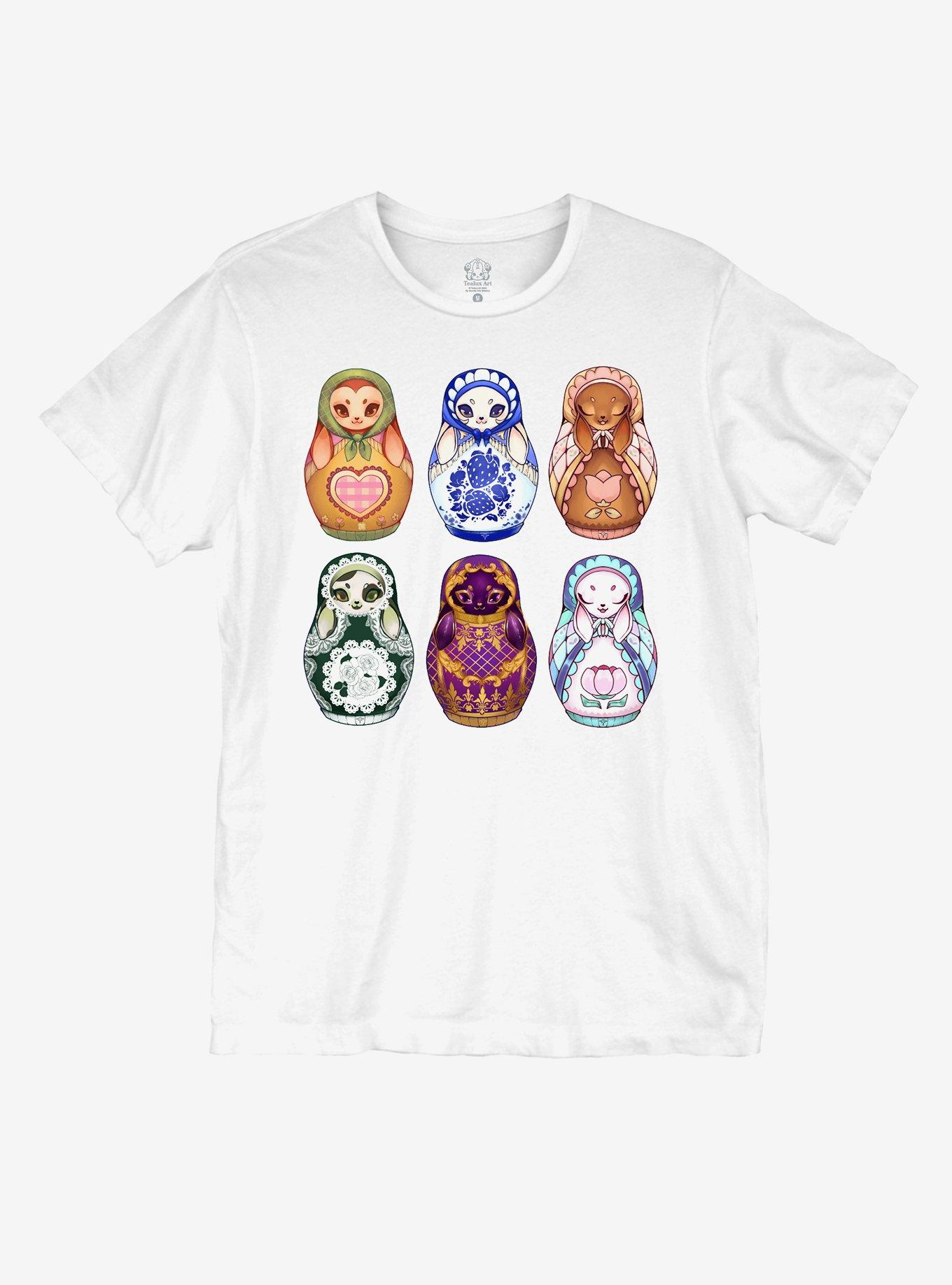 Bunny Nesting Dolls Girls T-Shirt By Tea Lux Art, MULTI, hi-res