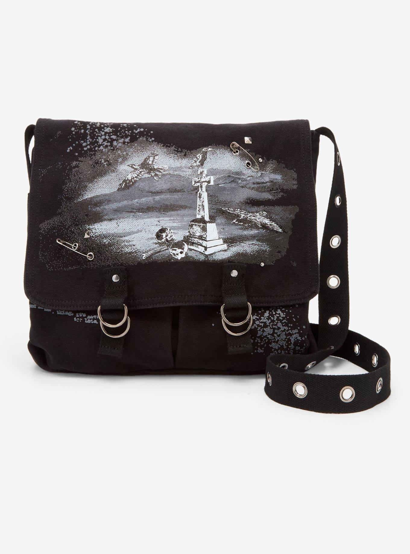 Raven Graveyard Grommet Messenger Bag, , hi-res