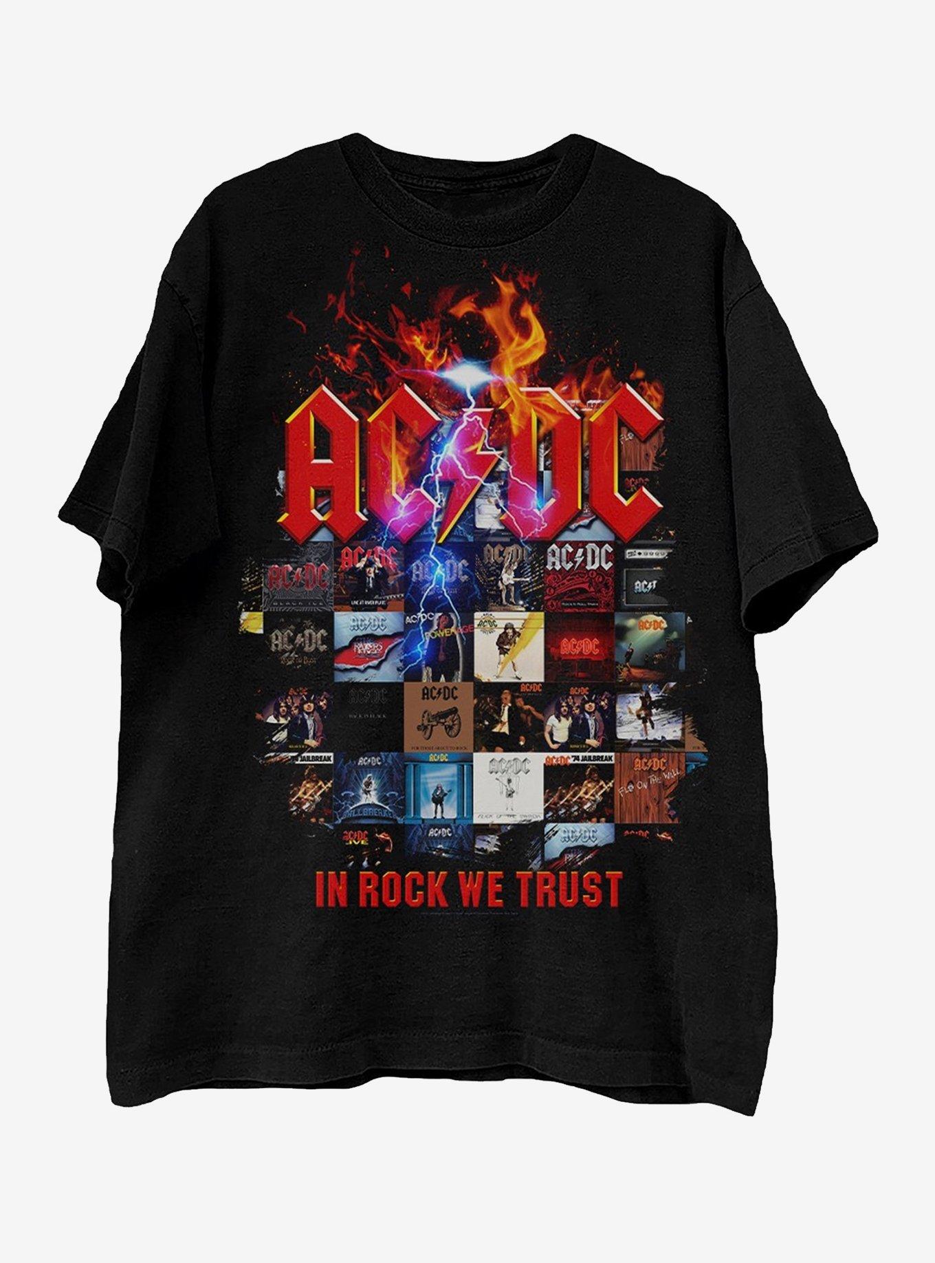 AC/DC In Rock We Trust Album Cover Collage T-Shirt, , hi-res