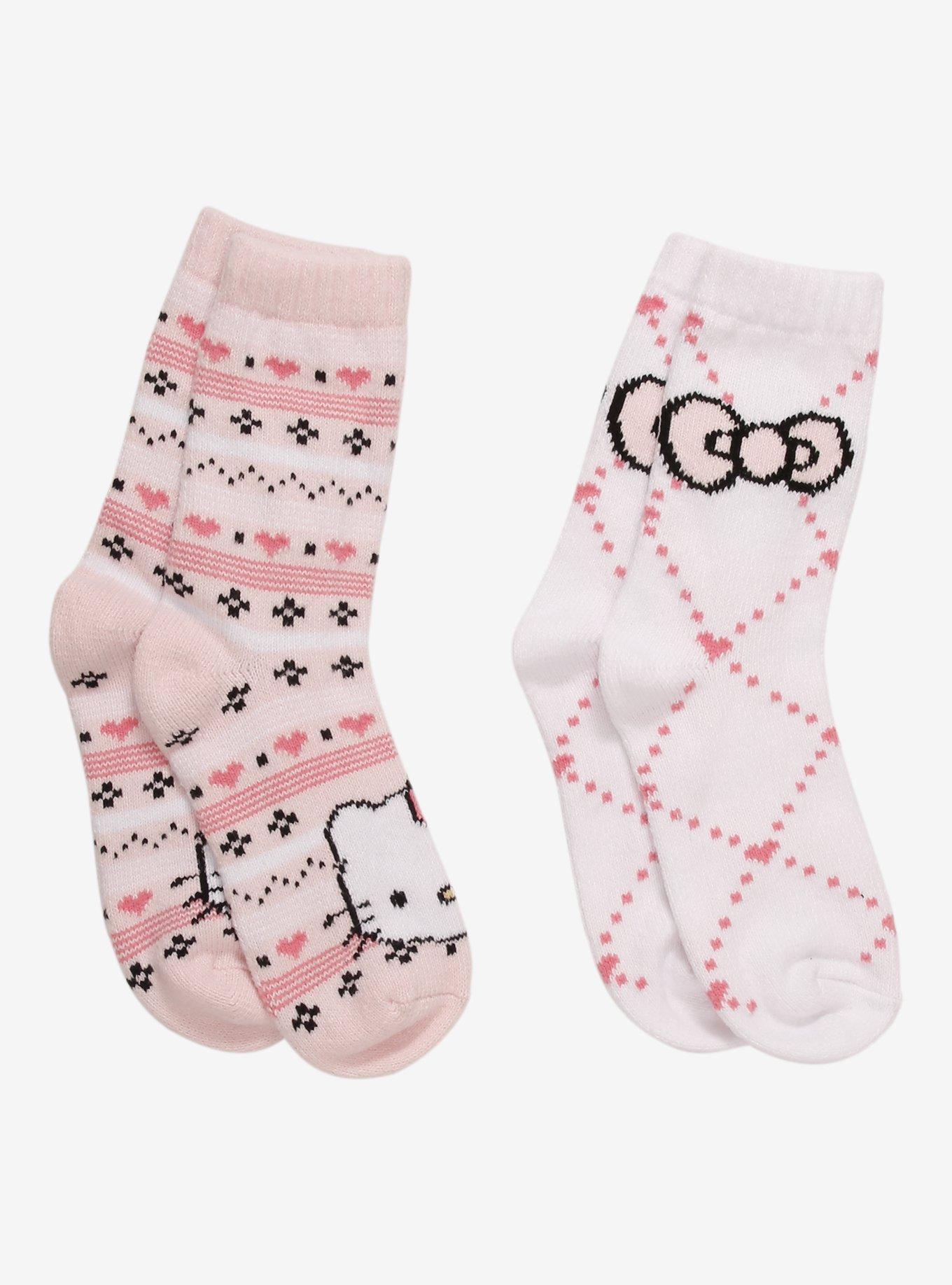 Hello Kitty Fair Isle Cozy Crew Socks 2 Pair, , hi-res