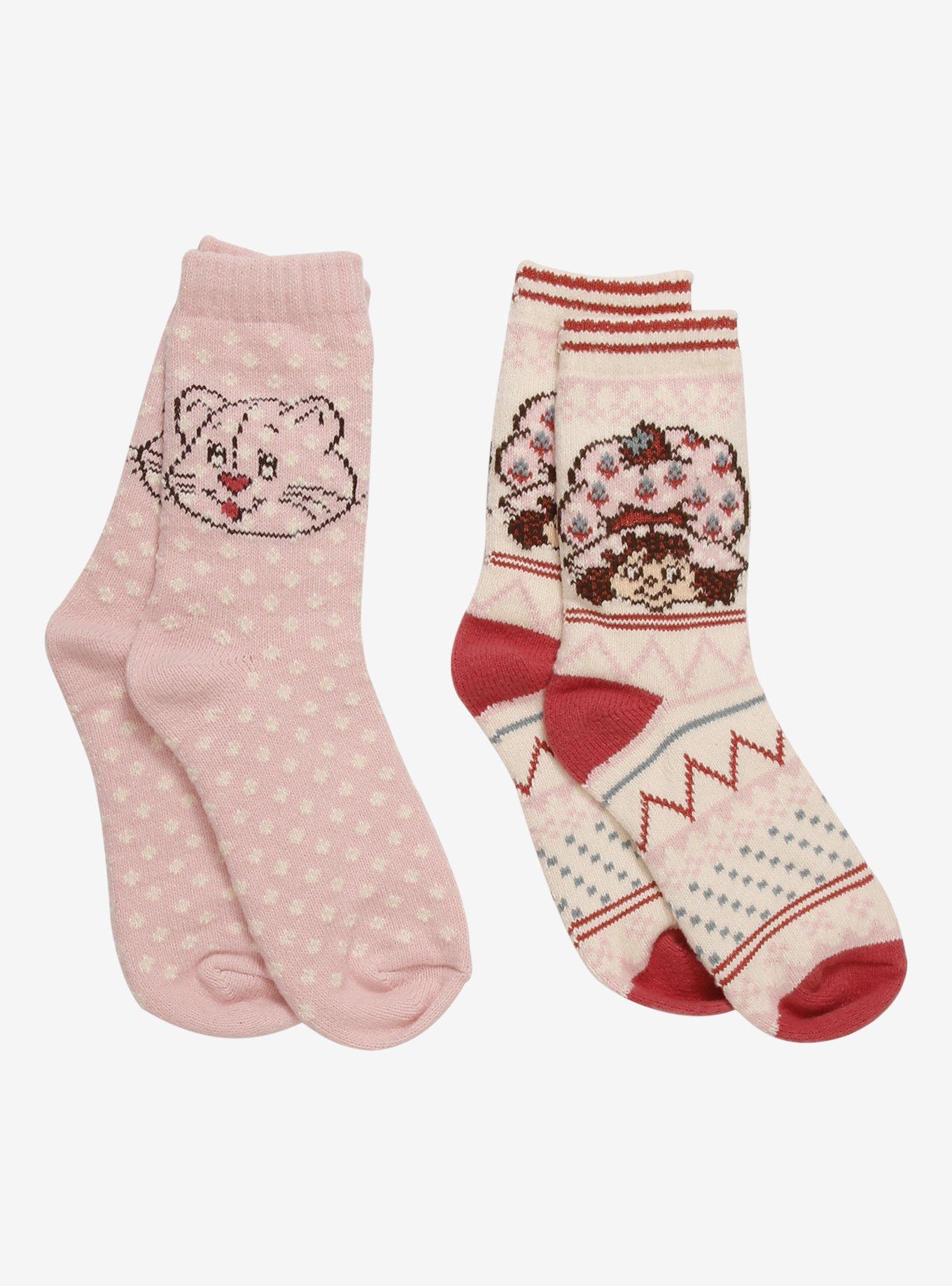 Strawberry Shortcake & Custard Fair Isle Cozy Crew Socks 2 Pair, , hi-res