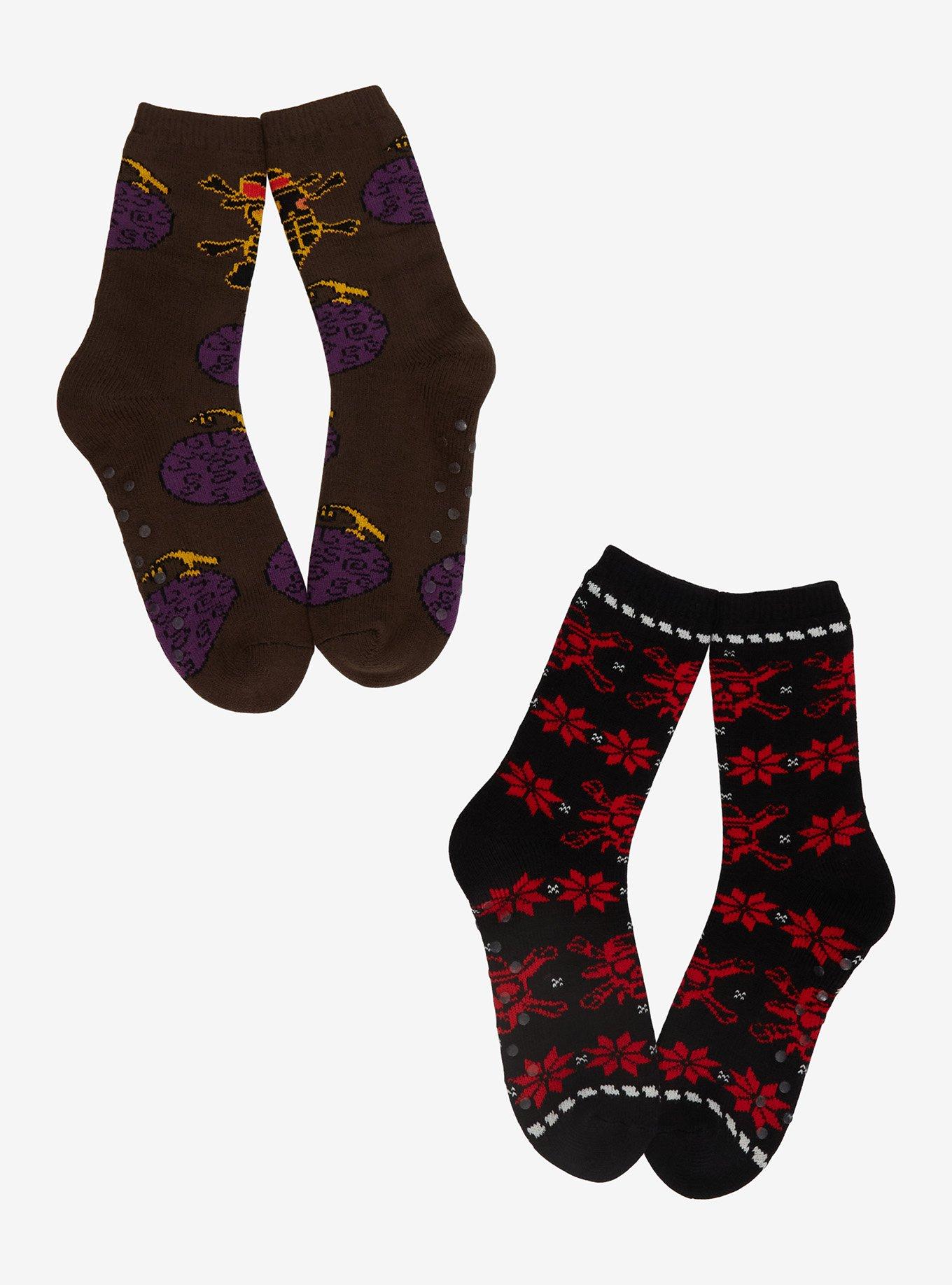 One Piece Straw Hats Cozy Slipper Socks 2 Pair, , hi-res