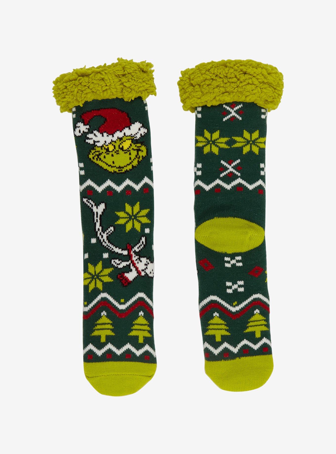 How The Grinch Stole Christmas! Fair Isle Sherpa Cozy Socks, , hi-res