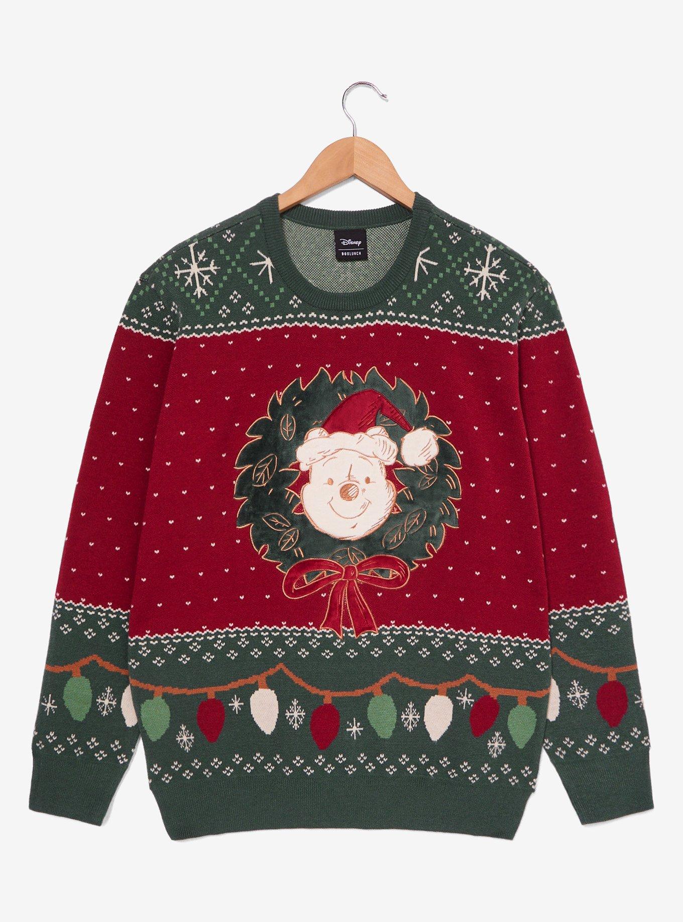Disney Winnie the Pooh Wreath Pooh Bear Holiday Sweater — BoxLunch Exclusive, , hi-res