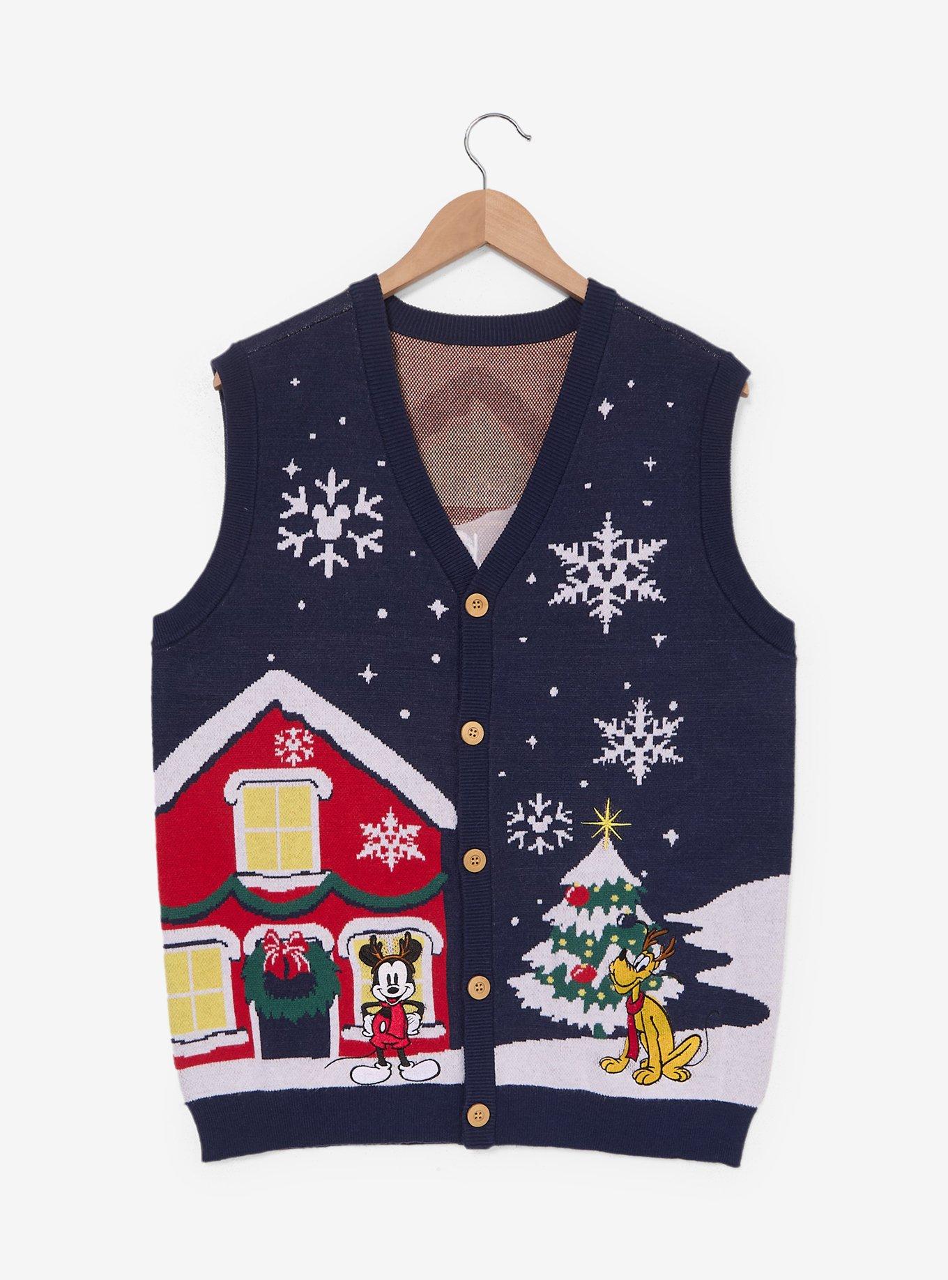 Disney Mickey Mouse & Friends Holiday Scene Sweater Vest - BoxLunch Exclusive, , hi-res