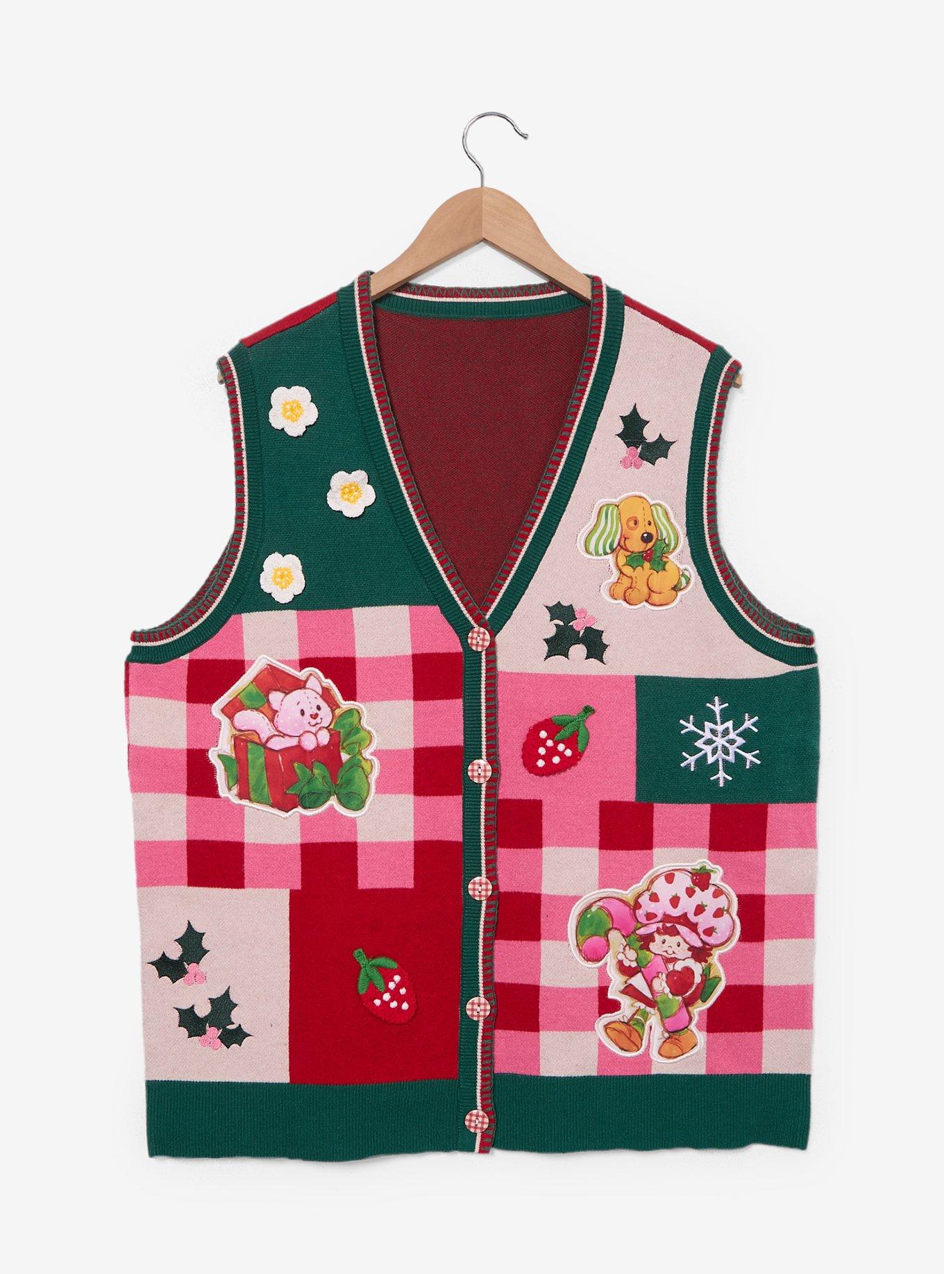 Strawberry Shortcake Holiday Patchwork Women's Sweater Vest - BoxLunch Exclusive, , hi-res