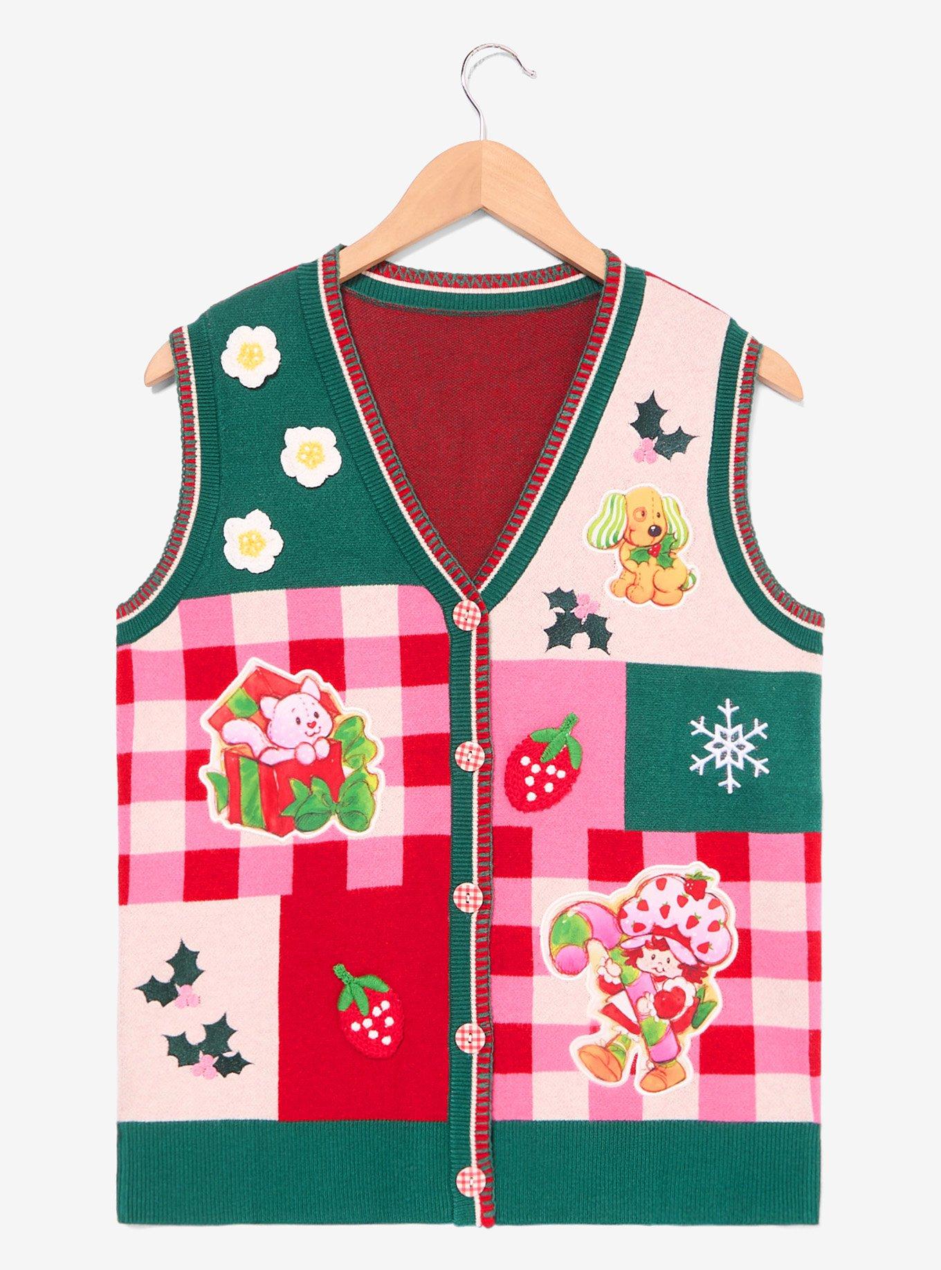 Strawberry Shortcake Holiday Patchwork Women's Plus Size Sweater Vest - BoxLunch Exclusive, , hi-res