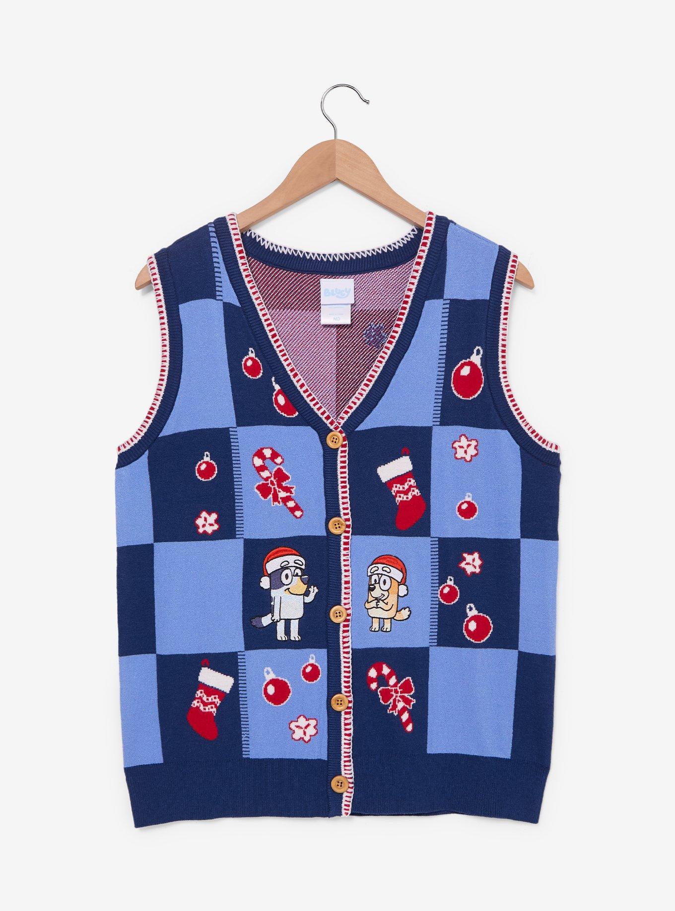 Bluey Bingo & Bluey Holiday Icons Sweater Vest - BoxLunch Exclusive, , hi-res