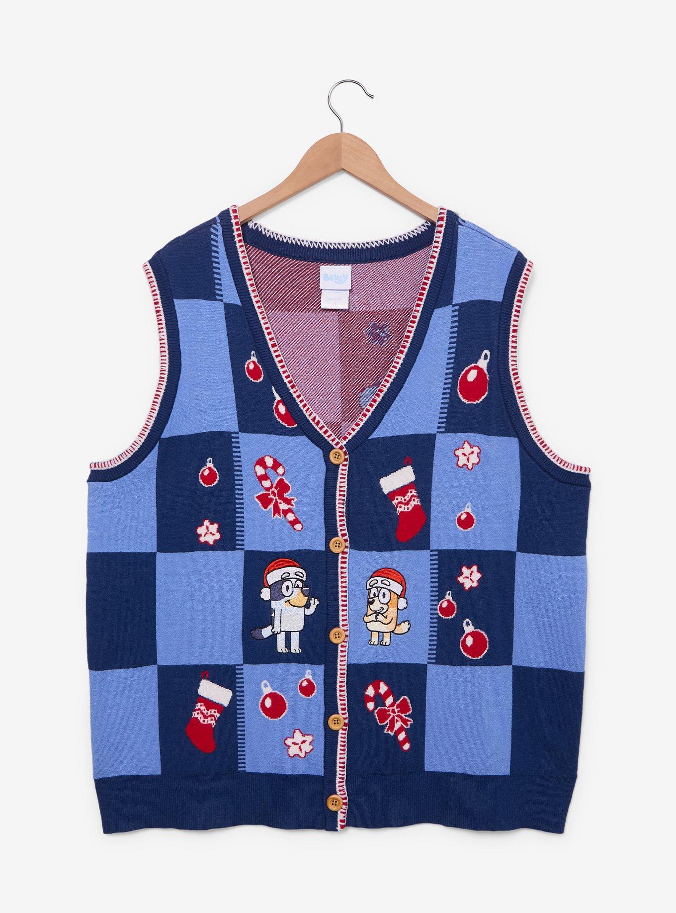 Bluey Bingo & Bluey Holiday Icons Plus Size Sweater Vest - BoxLunch Exclusive, , hi-res