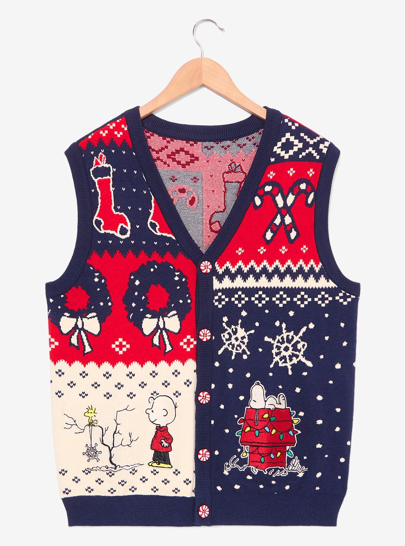 Peanuts Holiday Icons Patchwork Sweater Vest - BoxLunch Exclusive, , hi-res