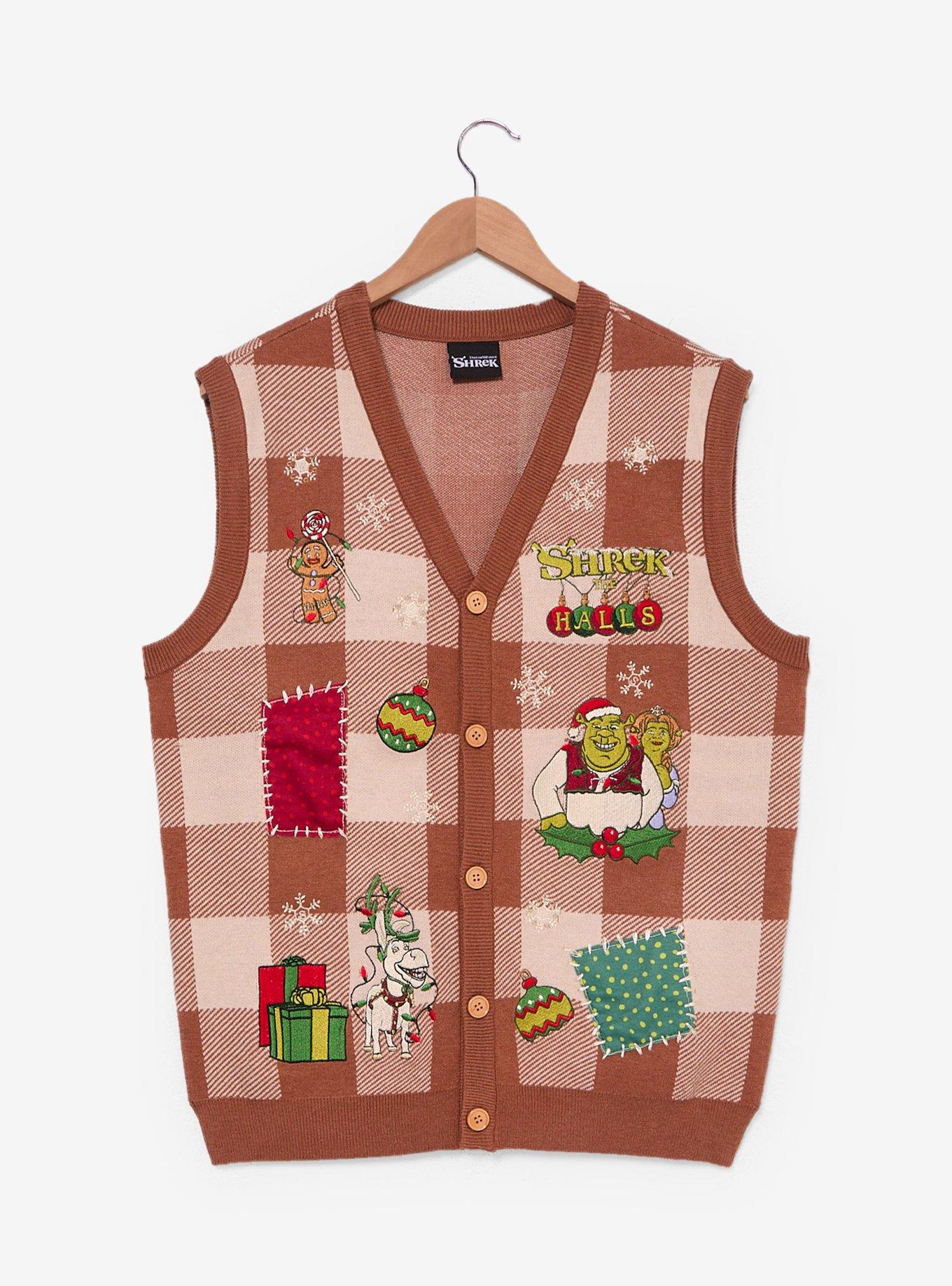 DreamWorks Shrek Plaid Holiday Sweater Vest - BoxLunch Exclusive, , hi-res
