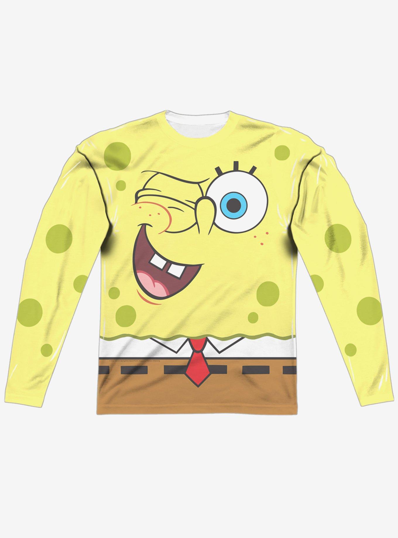 SpongeBob SquarePants Wink Face Long Sleeve Sublimated T-Shirt, MULTI, hi-res