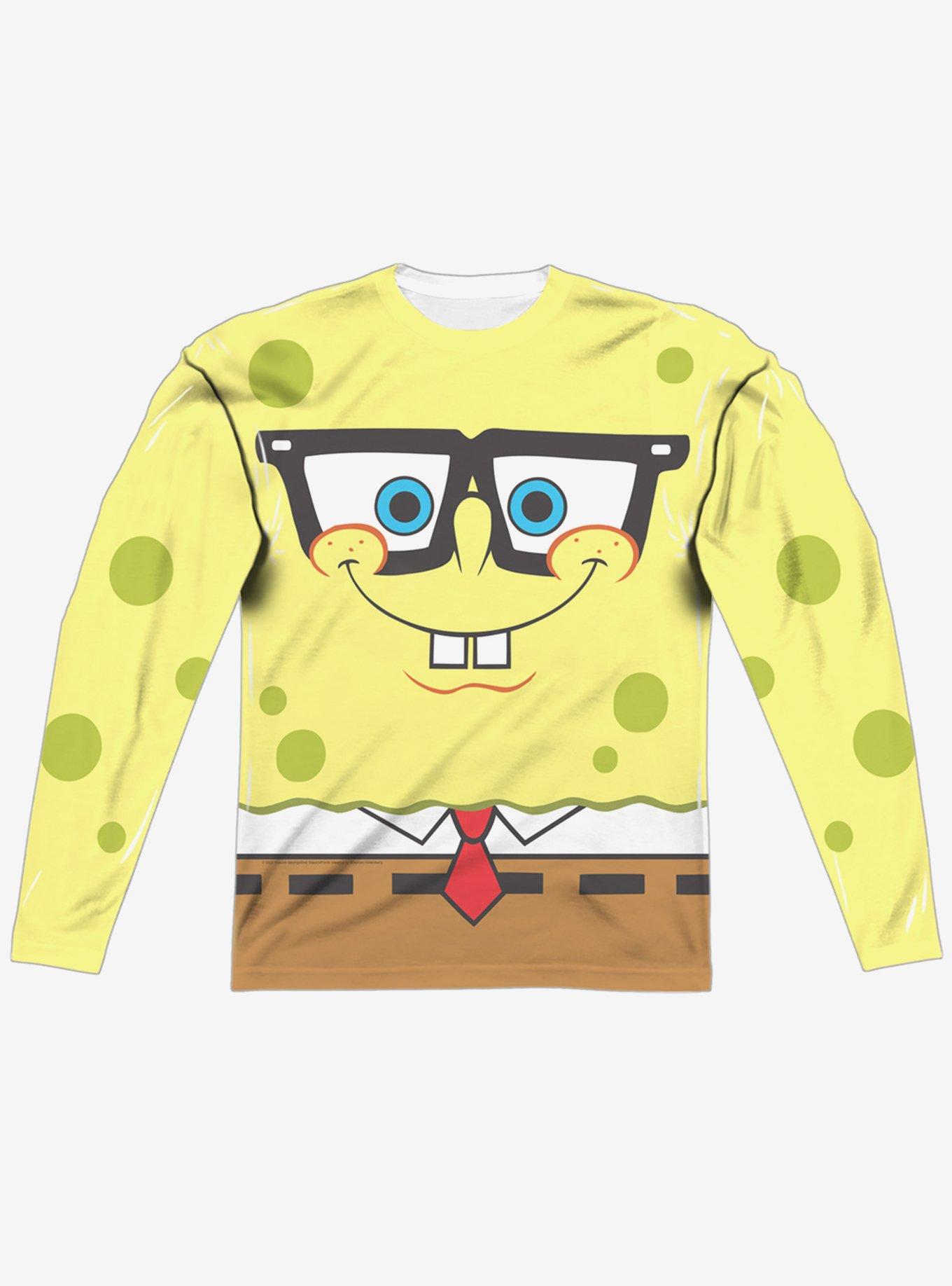SpongeBob SquarePants Nerd Face Long Sleeve Sublimated T-Shirt, MULTI, hi-res