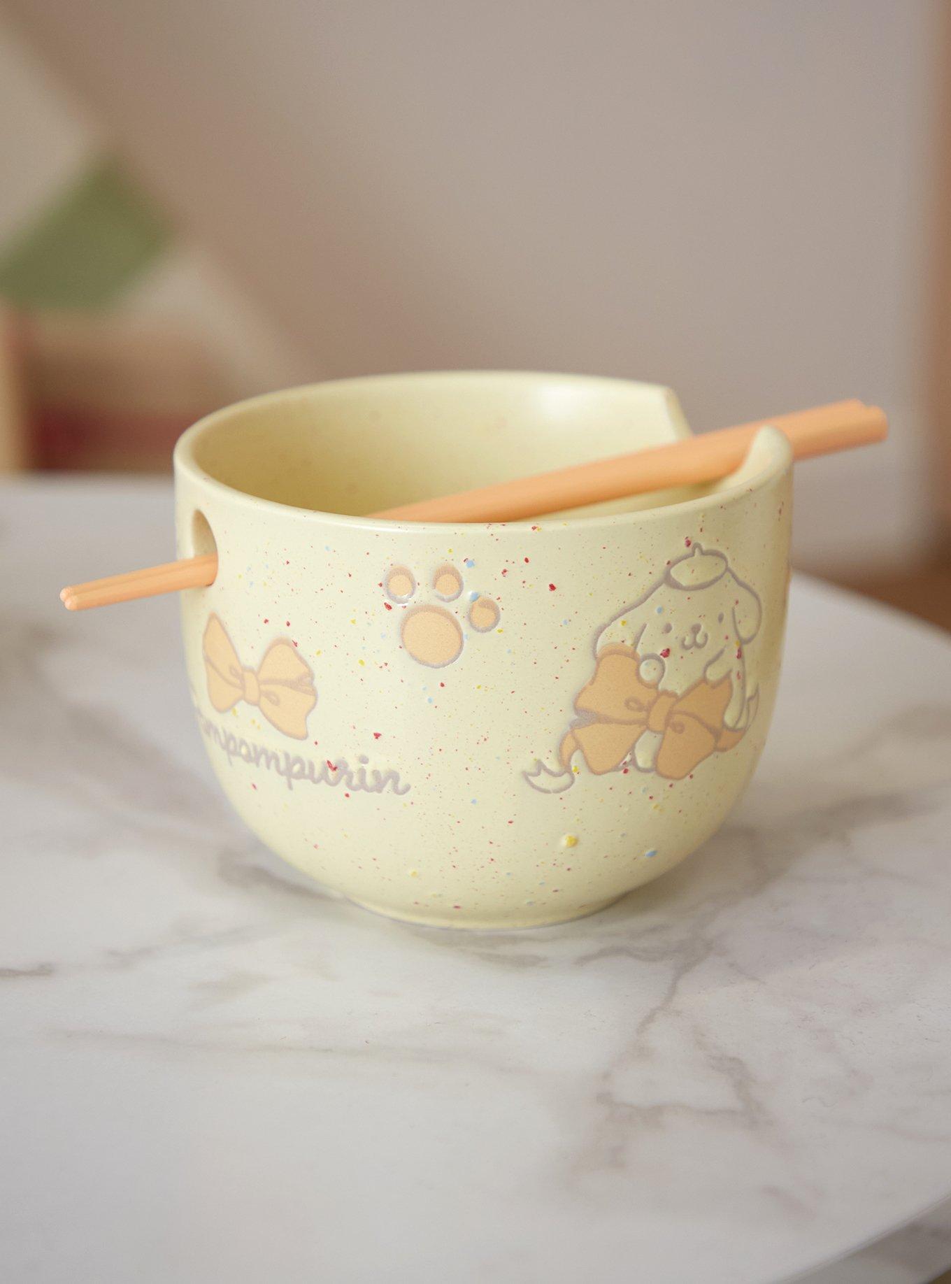 Sanrio Pompompurin Paw Prints Wax Resist Ramen Bowl Set — BoxLunch Exclusive, , hi-res